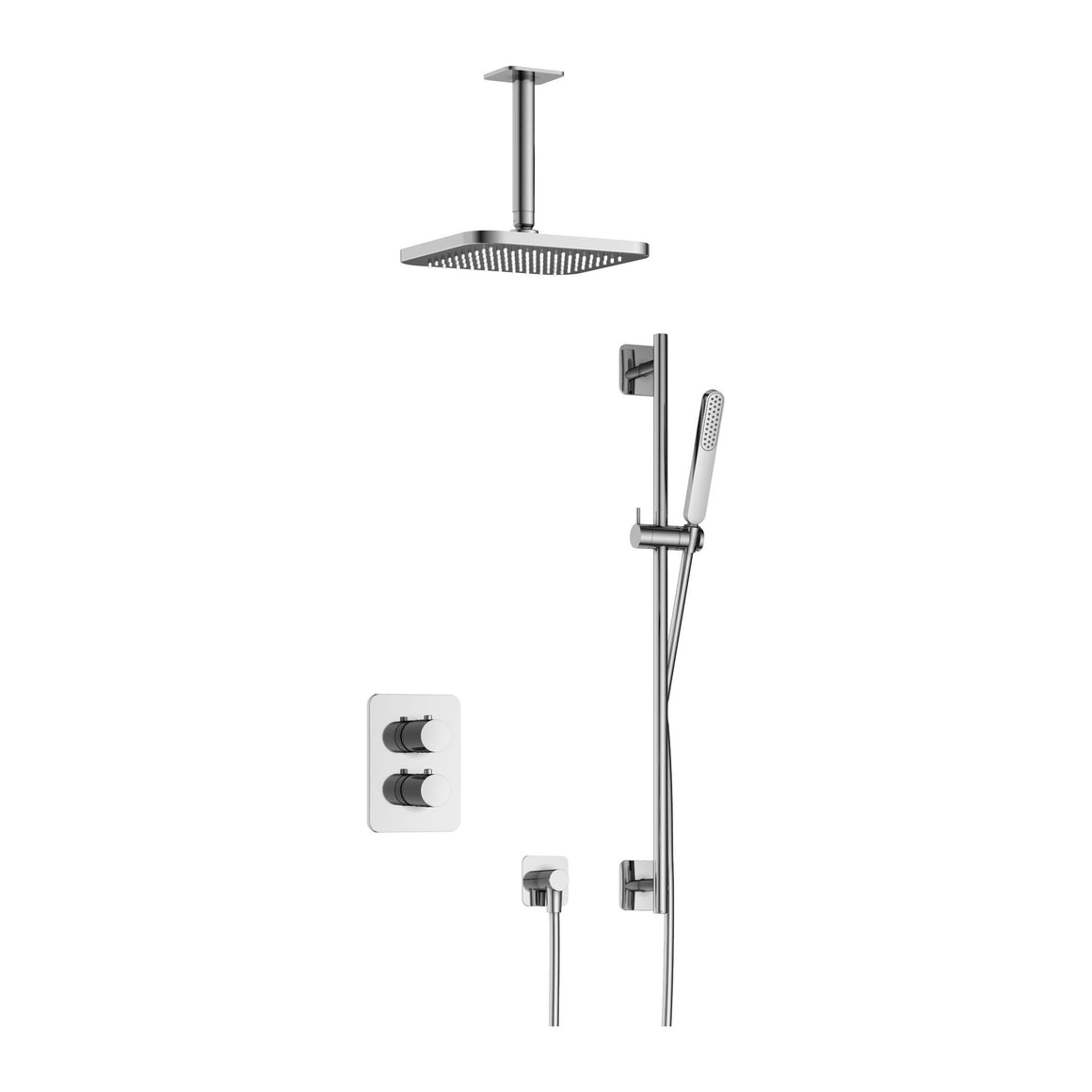 Hotbath Gal IBS40A inbouw regendoucheset thermostatisch met 2-weg stop-omstel Chroom Plafondbuis + hoofddouche 22 cm (GL100) + glijstang productfoto