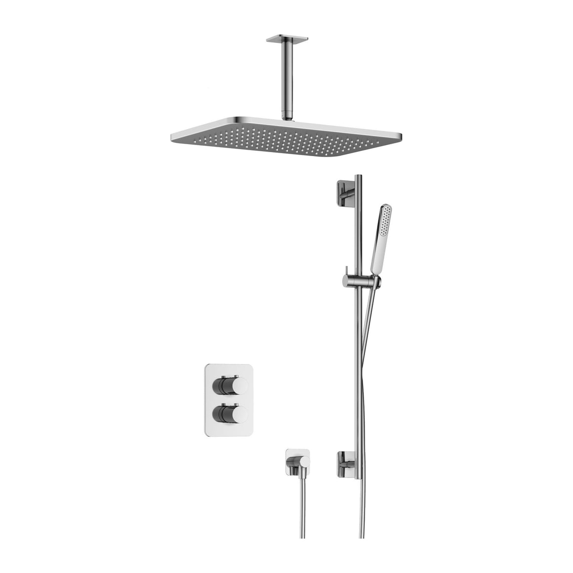 Hotbath Gal IBS40A inbouw regendoucheset thermostatisch met 2-weg stop-omstel Chroom Plafondbuis + hoofddouche 27x40 cm (GL106) + glijstang productfoto