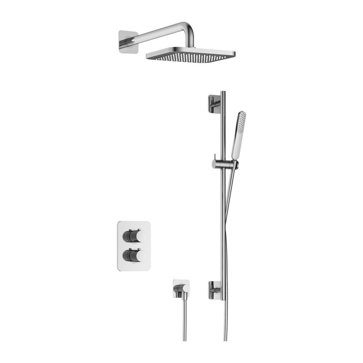 Hotbath Gal IBS40A inbouw regendoucheset thermostatisch met 2-weg stop-omstel Chroom Wandarm + hoofddouche 22 cm (GL100) + glijstang productfoto