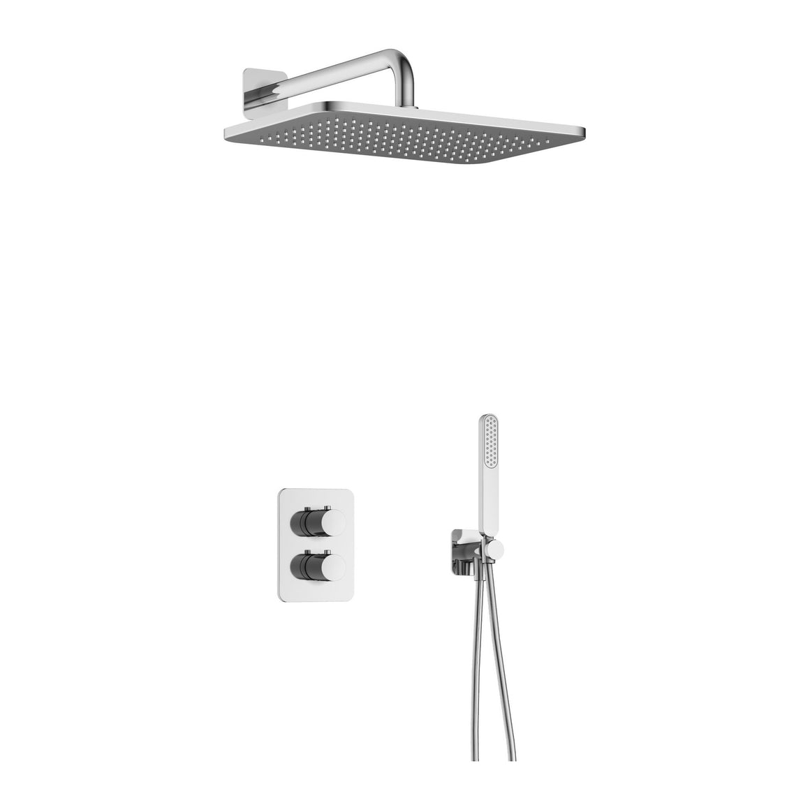Hotbath Gal IBS40A inbouw regendoucheset thermostatisch met 2-weg stop-omstel Chroom Wandarm + hoofddouche 27x40 cm (GL106) productfoto