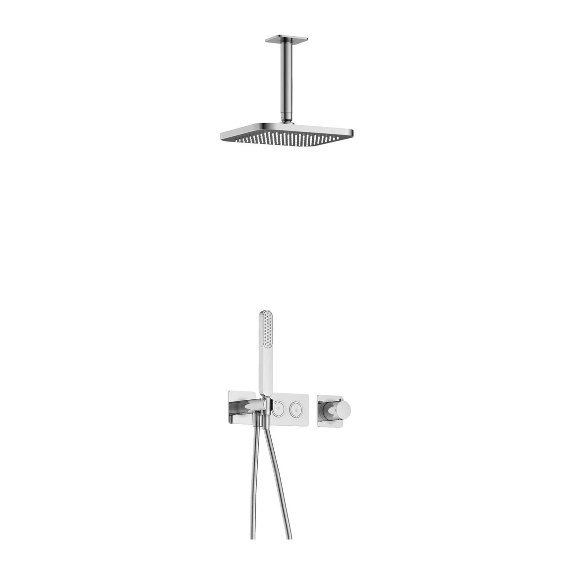 Hotbath Gal IBS41 inbouw regendoucheset thermostatisch met 2 pushbuttons Chroom Plafondbuis + hoofddouche 22 cm (GL100) productfoto