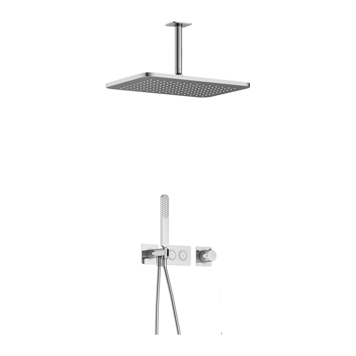 Hotbath Gal IBS41 inbouw regendoucheset thermostatisch met 2 pushbuttons Chroom Plafondbuis + hoofddouche 27x40 cm (GL106) productfoto