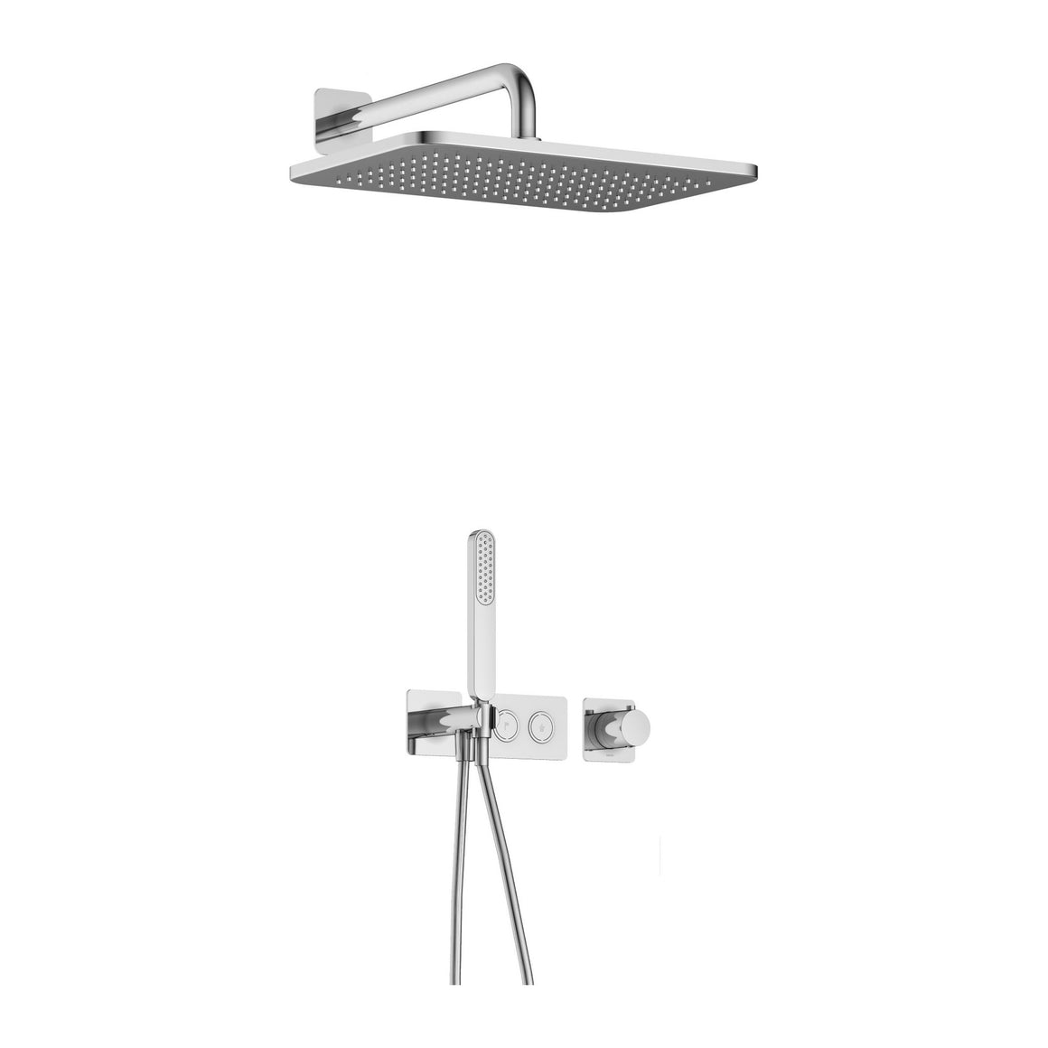 Hotbath Gal IBS41 inbouw regendoucheset thermostatisch met 2 pushbuttons Chroom Wandarm + hoofddouche 27x40 cm (GL106) productfoto