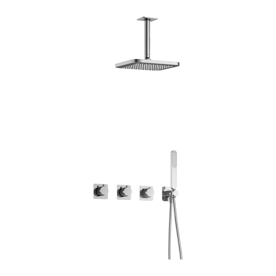 Hotbath Gal IBSGL70 inbouw regendoucheset thermostatisch met 2 stopkranen Chroom Plafondbuis + hoofddouche 22 cm (GL100) productfoto