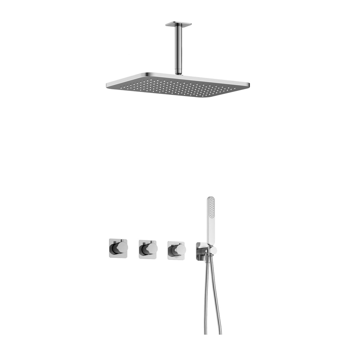 Hotbath Gal IBSGL70 inbouw regendoucheset thermostatisch met 2 stopkranen Chroom Plafondbuis + hoofddouche 27x40 cm (GL106) productfoto