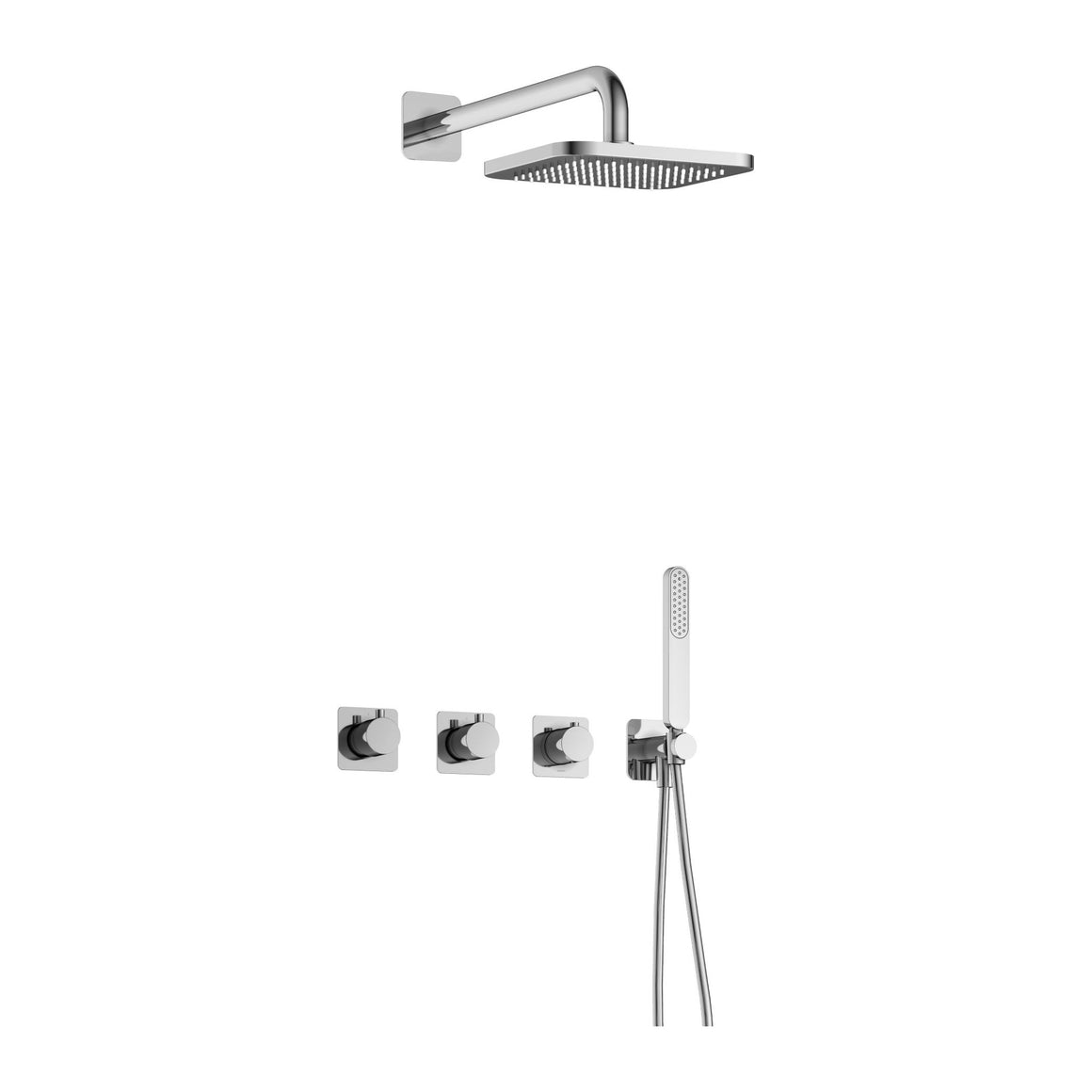 Hotbath Gal IBSGL70 inbouw regendoucheset thermostatisch met 2 stopkranen Chroom Wandarm + hoofddouche 22 cm (GL100) productfoto