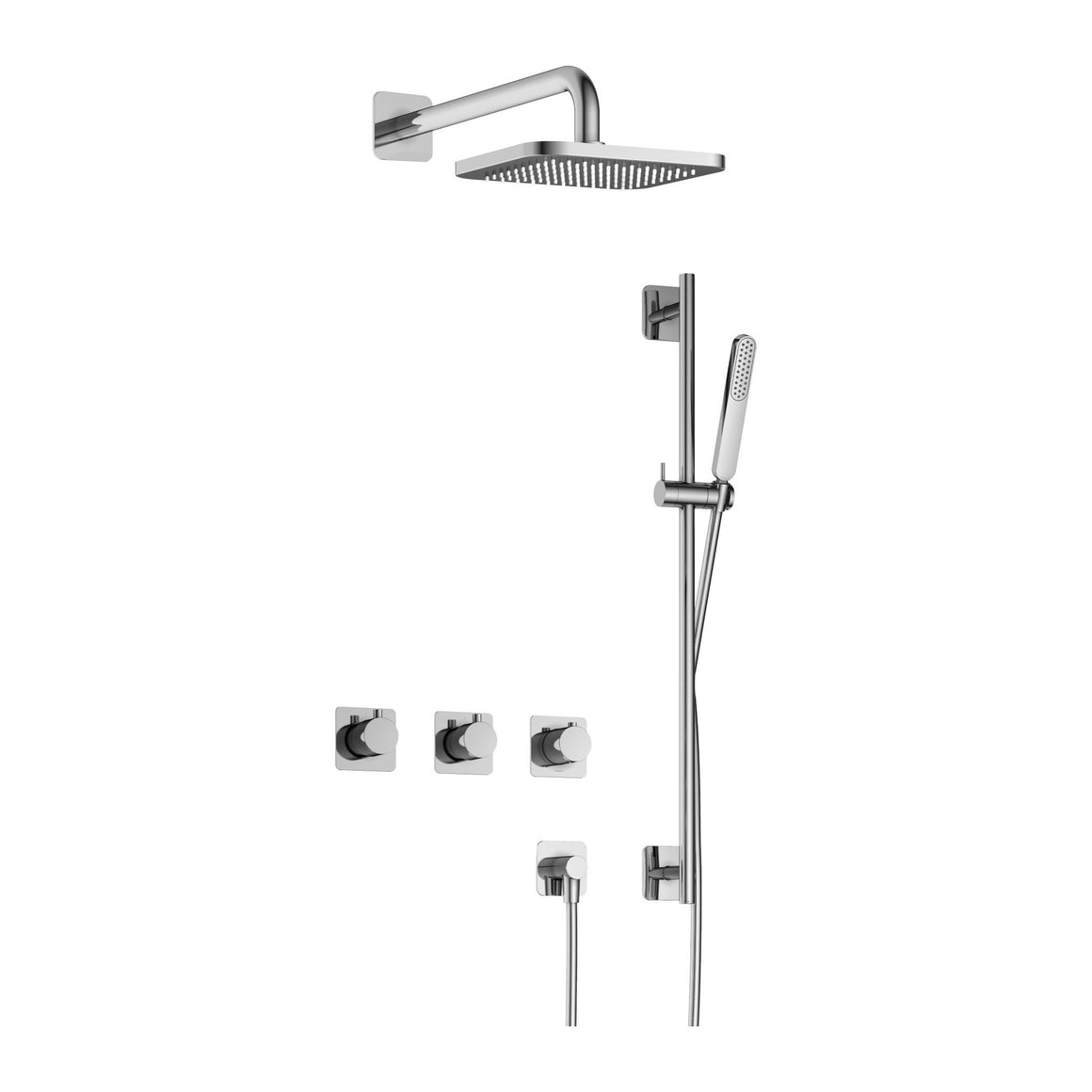 Hotbath Gal IBSGL70 inbouw regendoucheset thermostatisch met 2 stopkranen Chroom Wandarm + hoofddouche 22 cm (GL100) + glijstang productfoto