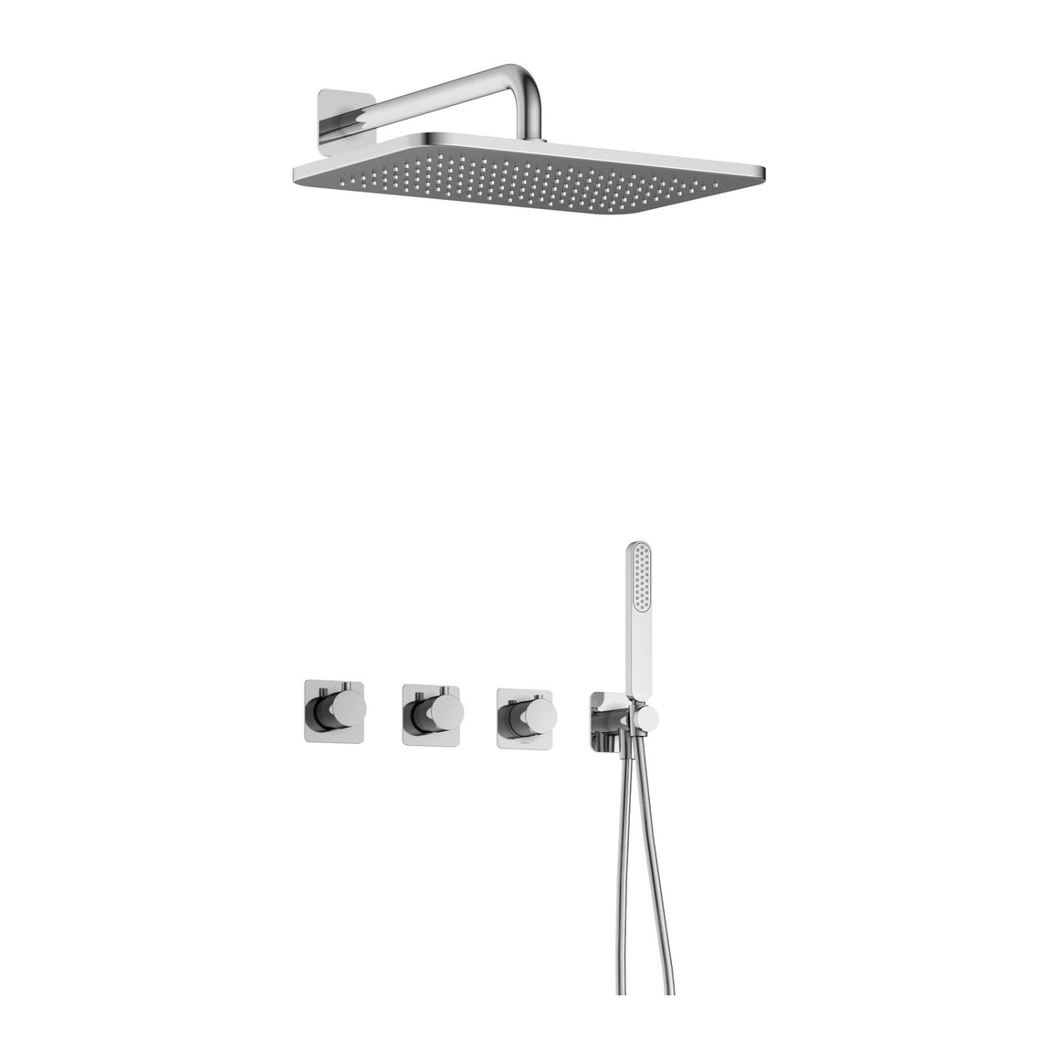 Hotbath Gal IBSGL70 inbouw regendoucheset thermostatisch met 2 stopkranen Chroom Wandarm + hoofddouche 27x40 cm (GL106) productfoto