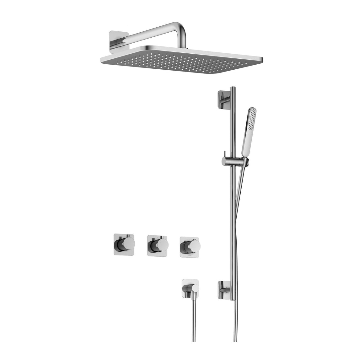 Hotbath Gal IBSGL70 inbouw regendoucheset thermostatisch met 2 stopkranen Chroom Wandarm + hoofddouche 27x40 cm (GL106) + glijstang productfoto