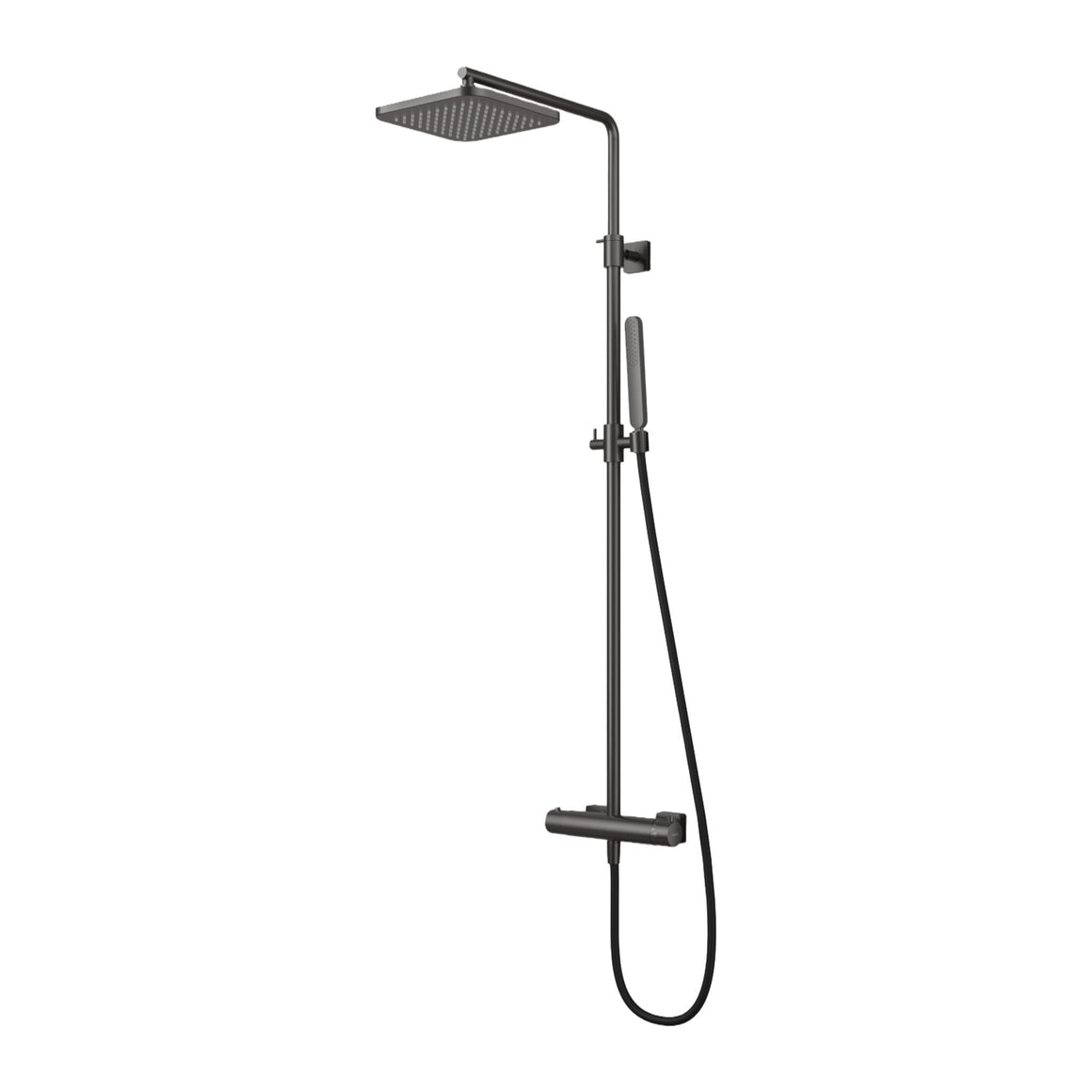 Hotbath Gal SDSGL9 thermostatische regendoucheset opbouw Geborsteld gunmetal PVD Wandarm + hoofddouche 22 cm (GL100) productfoto