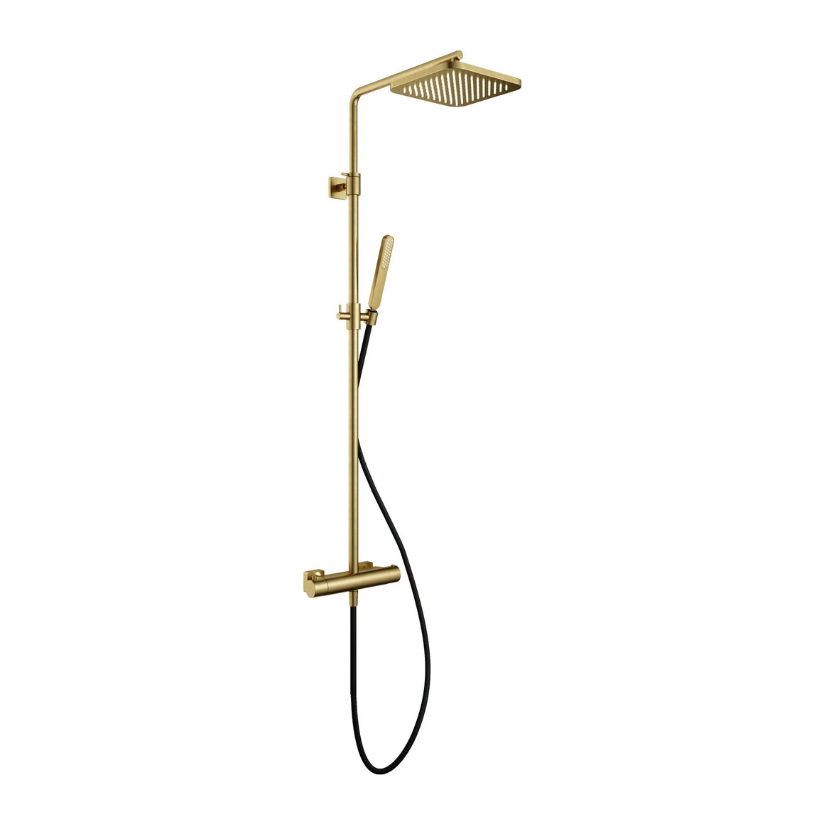 Hotbath Gal SDSGL9 thermostatische regendoucheset opbouw Geborsteld messing PVD Wandarm + hoofddouche 22 cm (GL100) productfoto