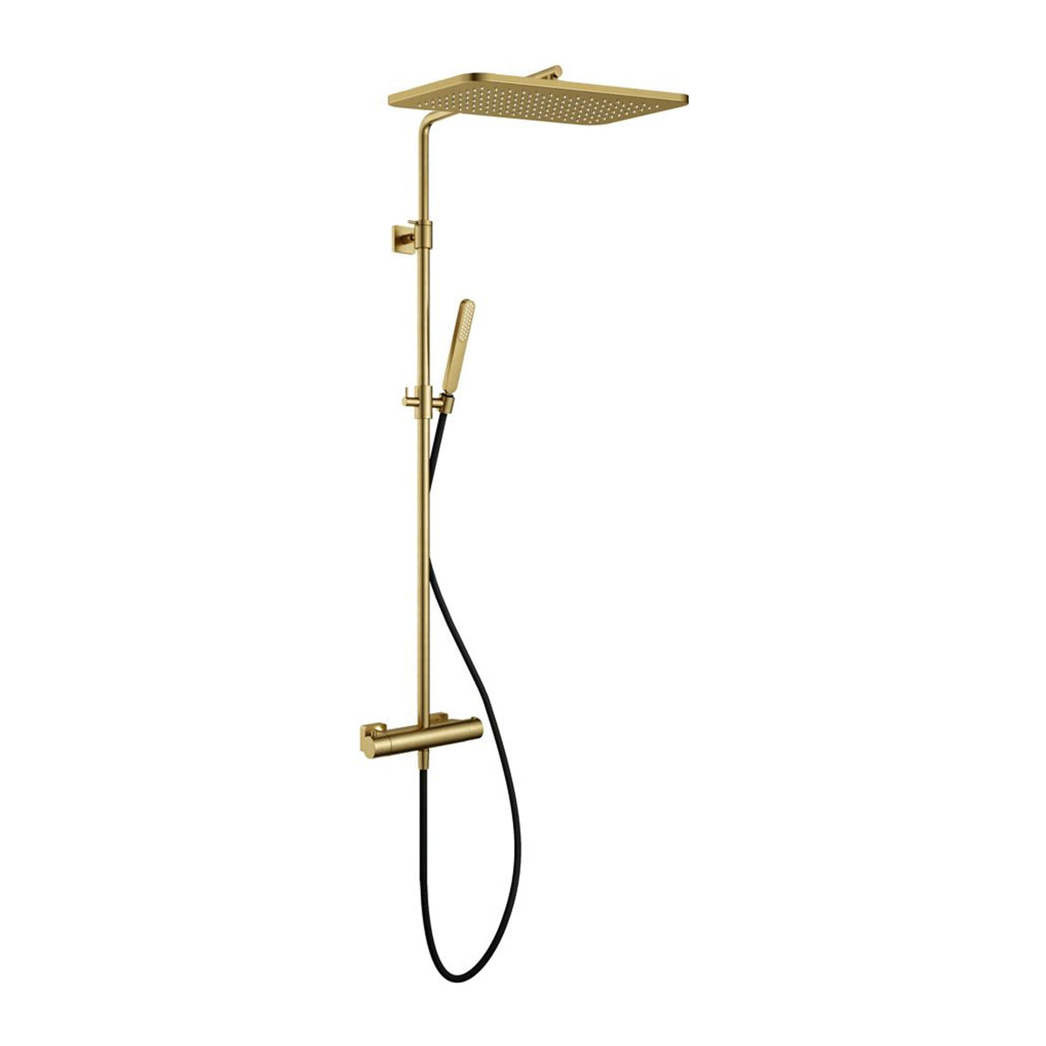 Hotbath Gal SDSGL9 thermostatische regendoucheset opbouw Geborsteld messing PVD Wandarm + hoofddouche 27x40 cm (GL106) productfoto