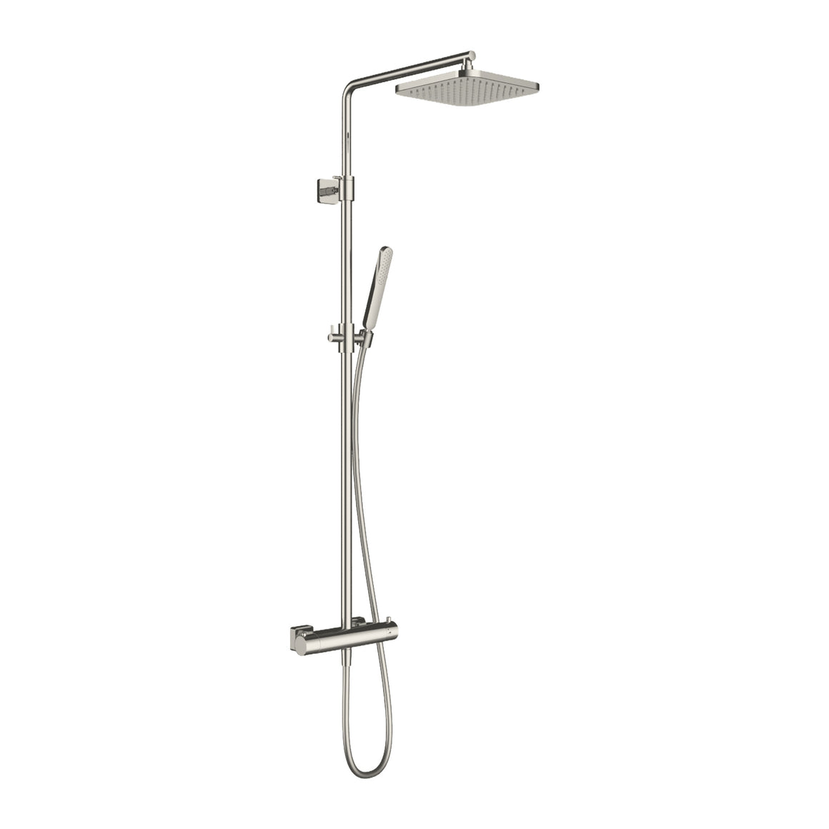 Hotbath Gal SDSGL9 thermostatische regendoucheset opbouw Geborsteld nikkel Wandarm + hoofddouche 22 cm (GL100) productfoto (kleurimpressie)