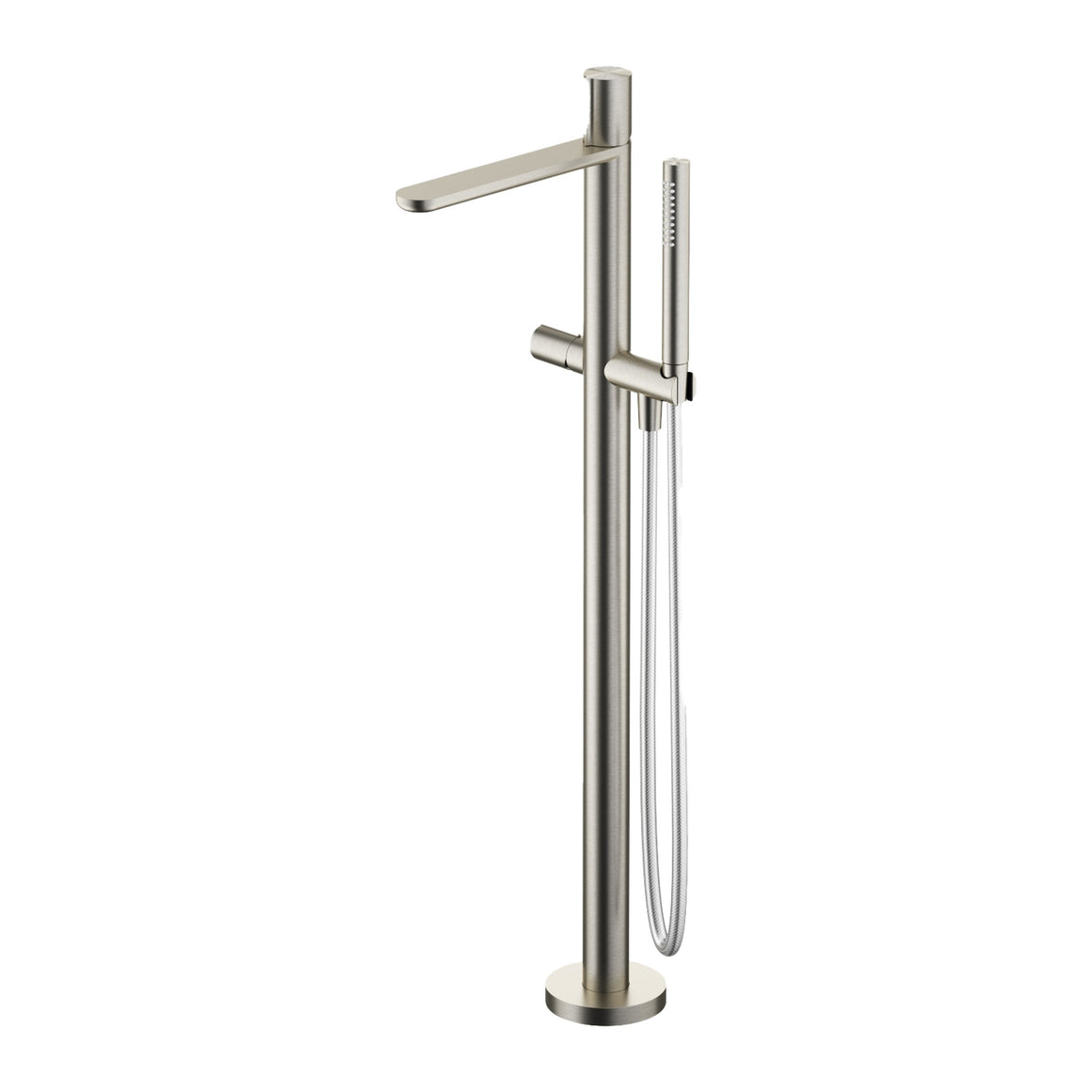 Hotbath Gent GT187 vrijstaande badmengkraan met handdouche (afbouwdeel) geborsteld RVS productfoto
