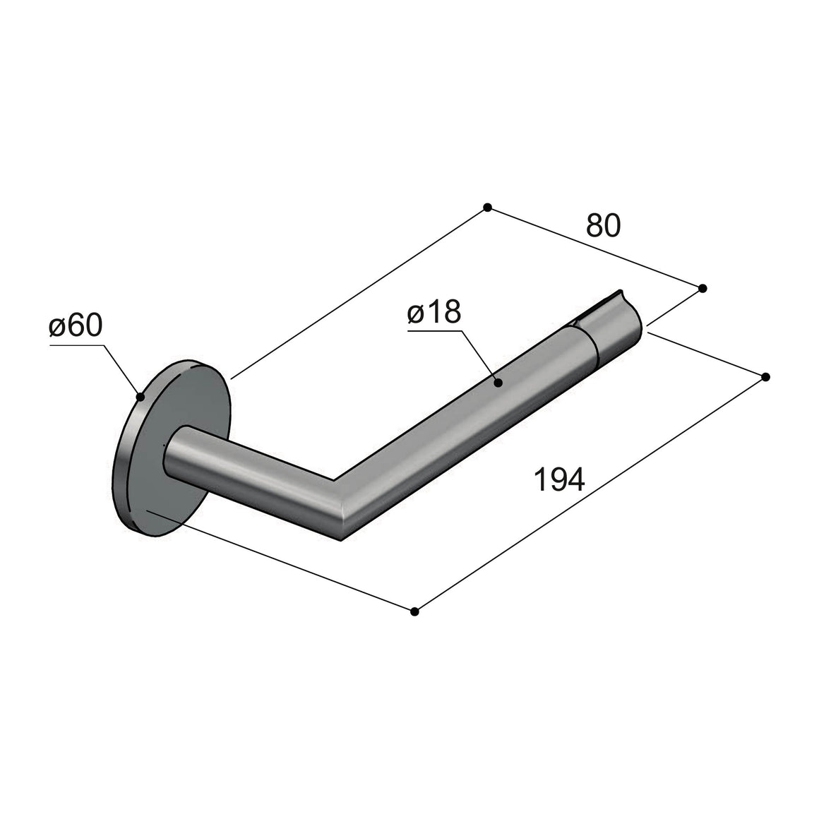 Hotbath Gent GTA04 toiletrolhouder technische tekening