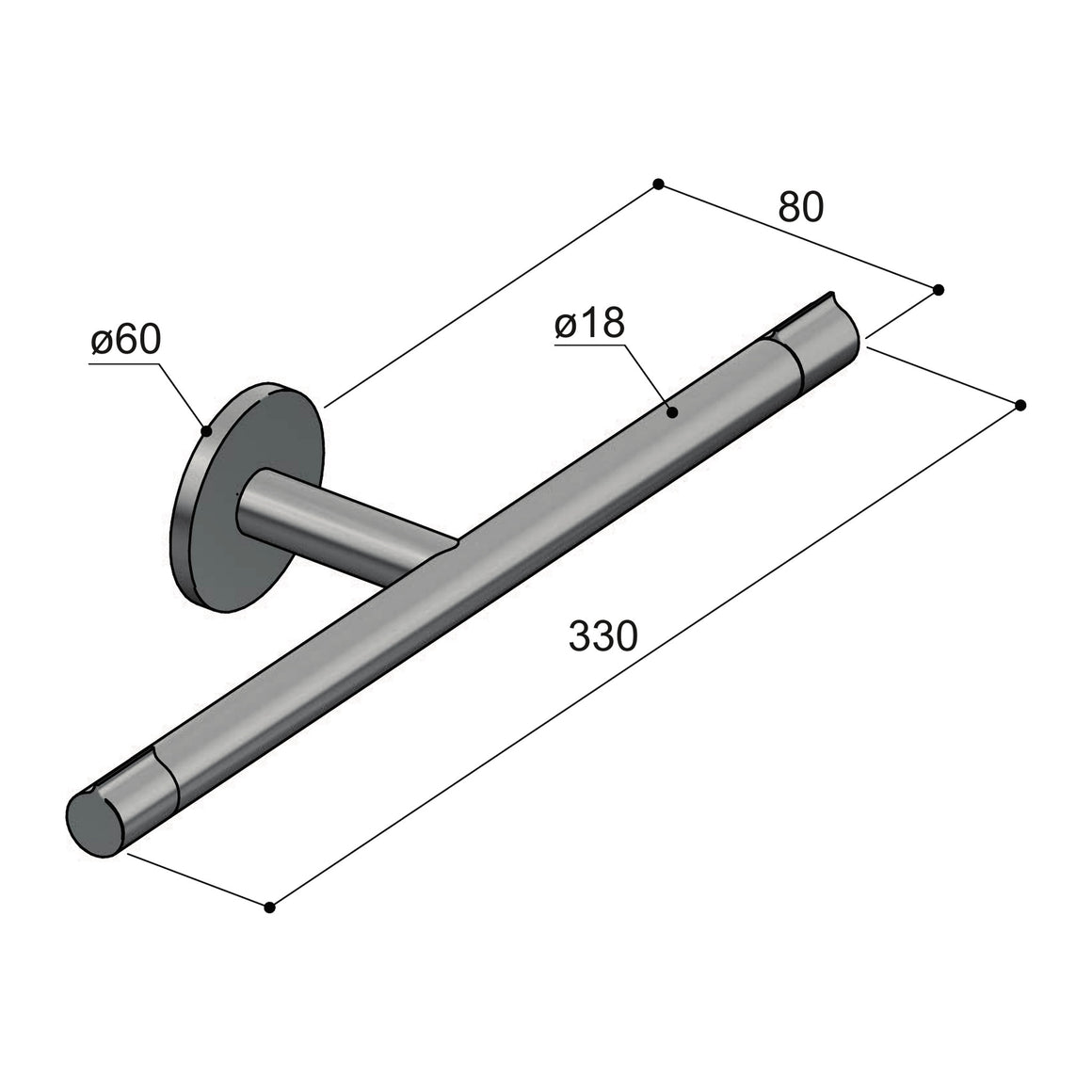 Hotbath Gent GTA05 dubbele toiletrolhouder technische tekening