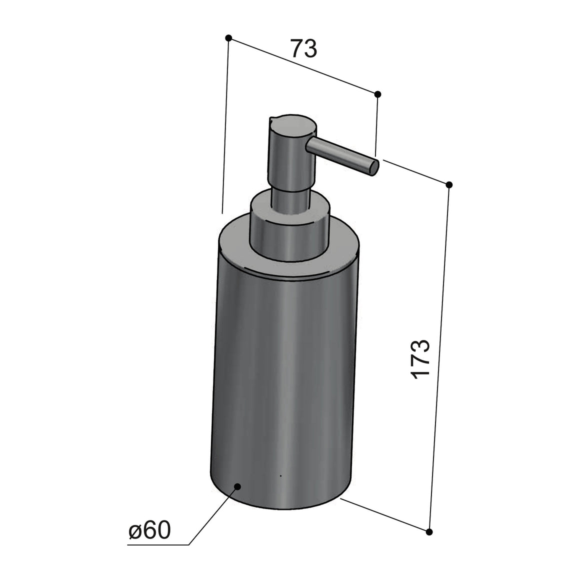 Hotbath Gent GTA10 zeepdispenser vrijstaand technische tekening