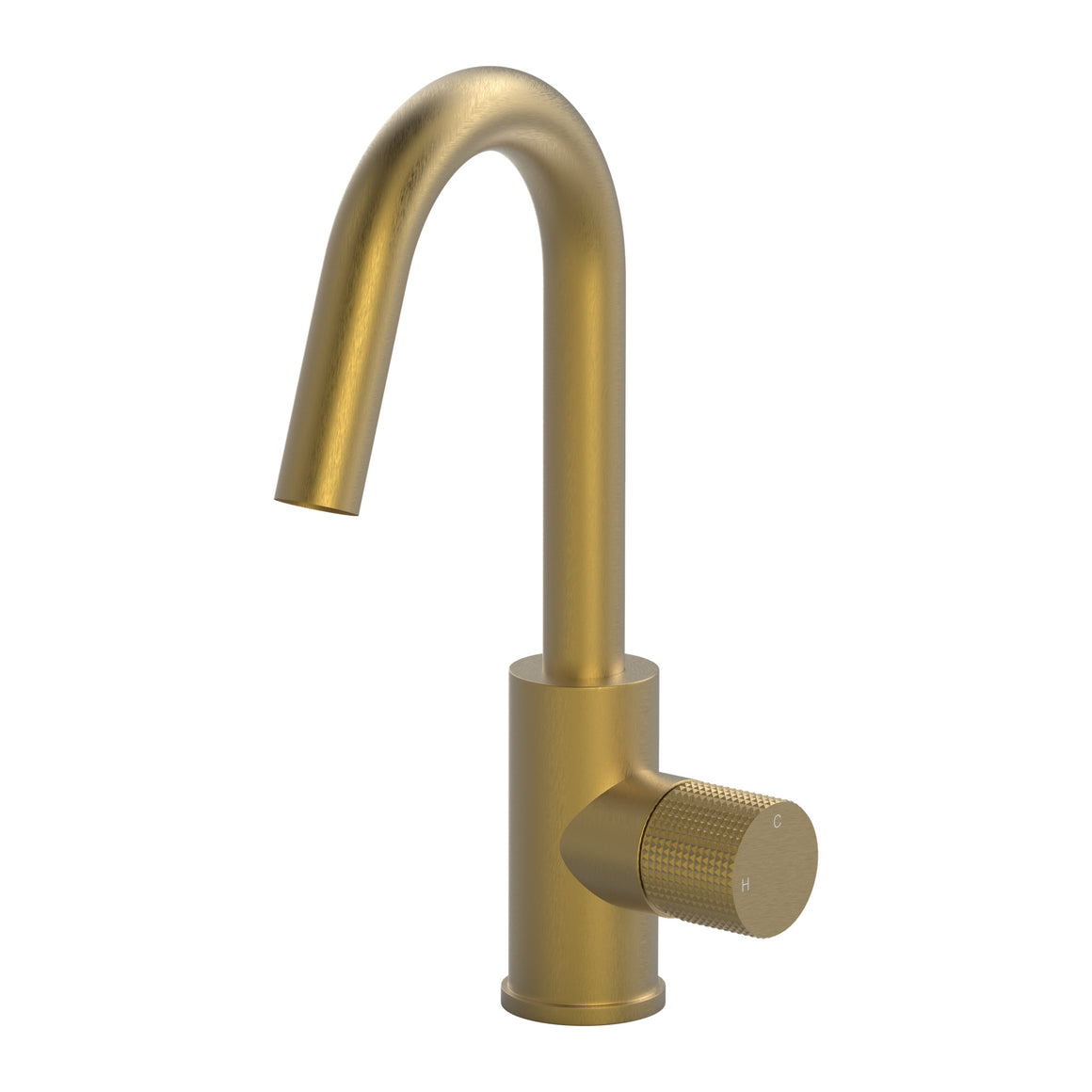 Hotbath Guy Diamond GY004D wastafelmengkraan met draaibare uitloop Geborsteld messing PVD productfoto