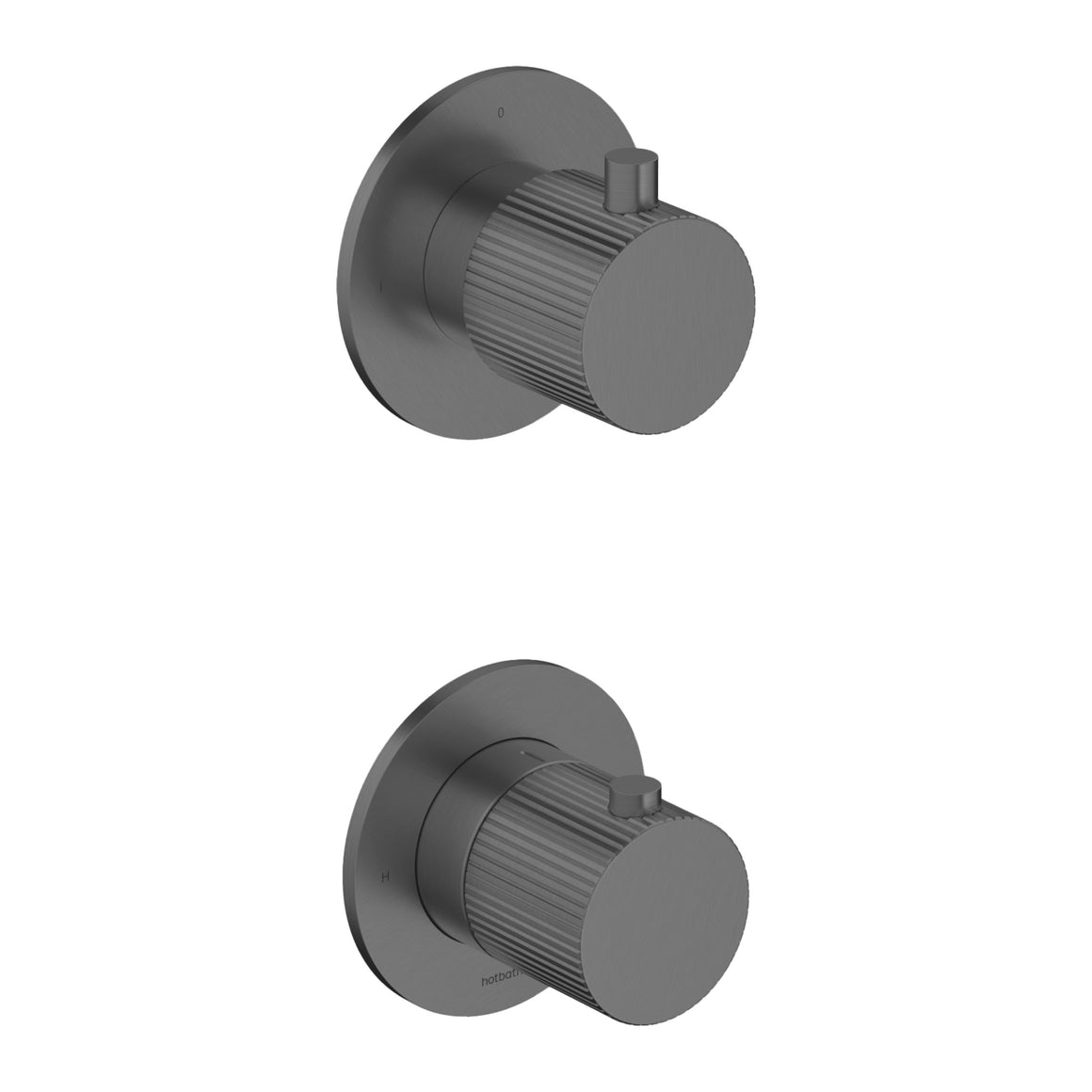 Hotbath Guy Row GY7009R inbouw thermostaat met 2-weg stop-omstel Geborsteld zwart PVD productfoto (kleurimpressie)