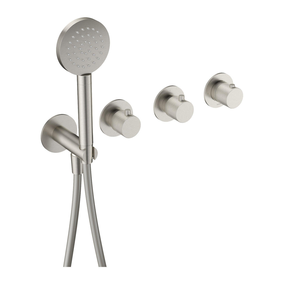 Hotbath Guy Row GY7071R inbouw bad/douchethermostaat met 2 stopkranen zonder uitloop Geborsteld nikkel productfoto
