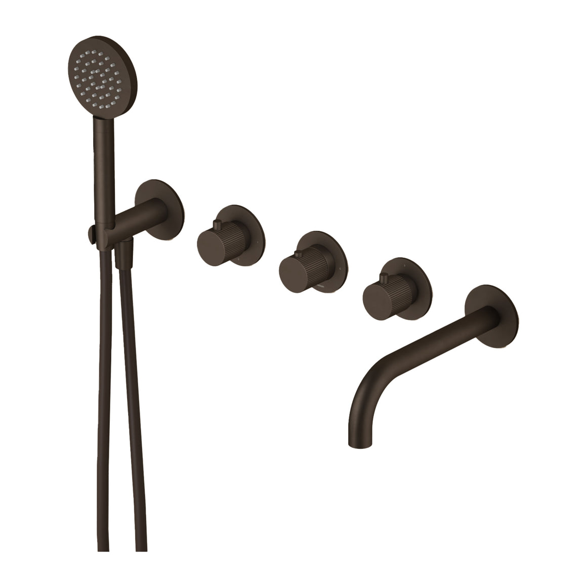 Hotbath Guy Row GY7072R inbouw badthermostaat met 2 stopkranen en uitloop Tuscan bronze productfoto