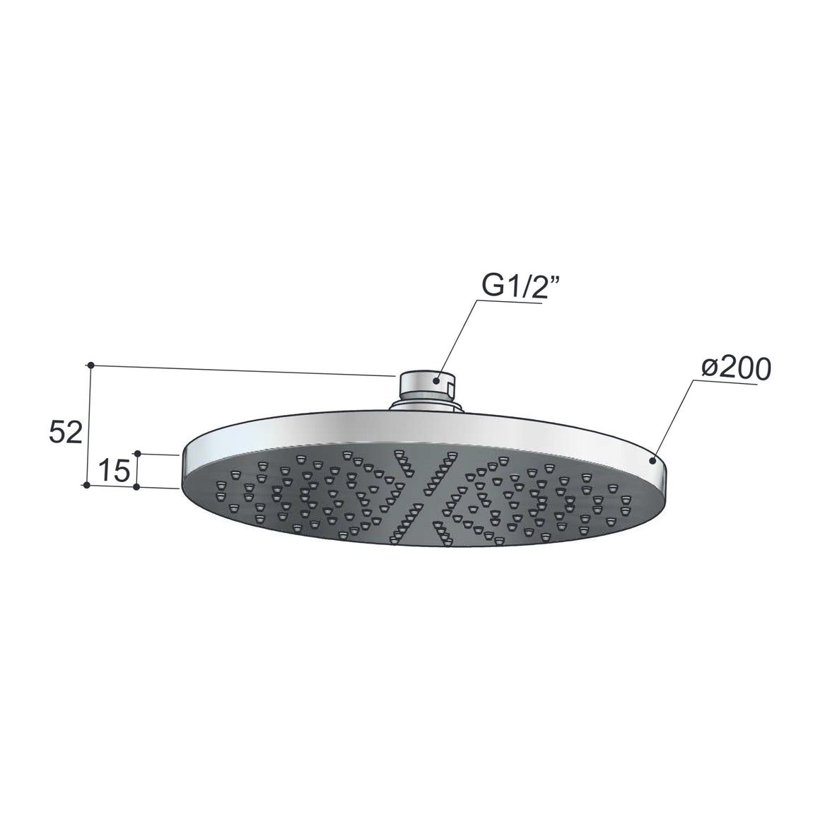 Hotbath M100 hoofddouche rond Ø 20 cm technische tekening