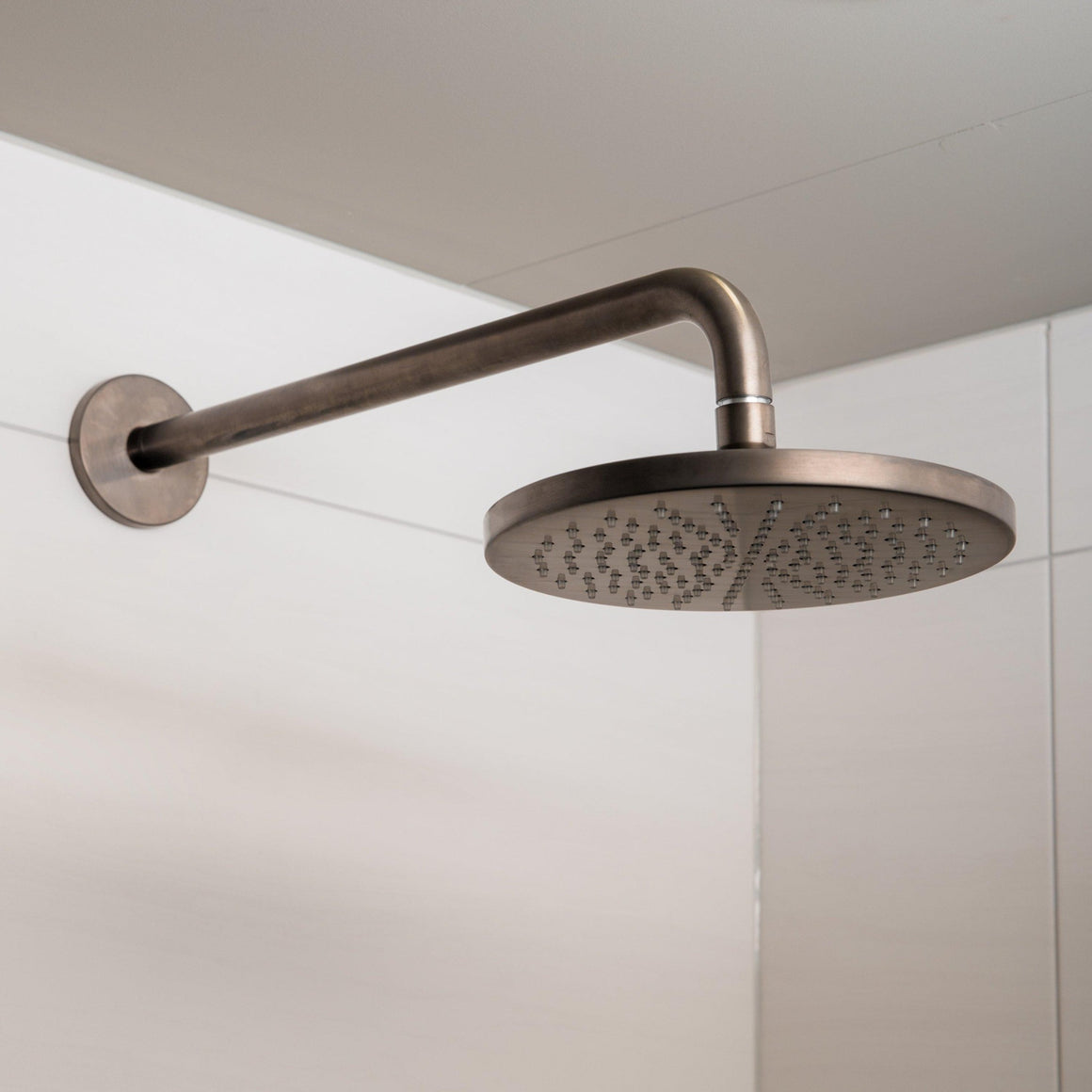 Hotbath Mate M100 hoofddouche rond Ø 20 cm verouderd ijzer sfeerfoto