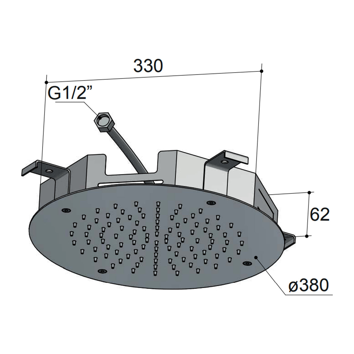 Hotbath Mate M108 inbouw hoofddouche rond 38 cm Geborsteld nikkel productfoto
