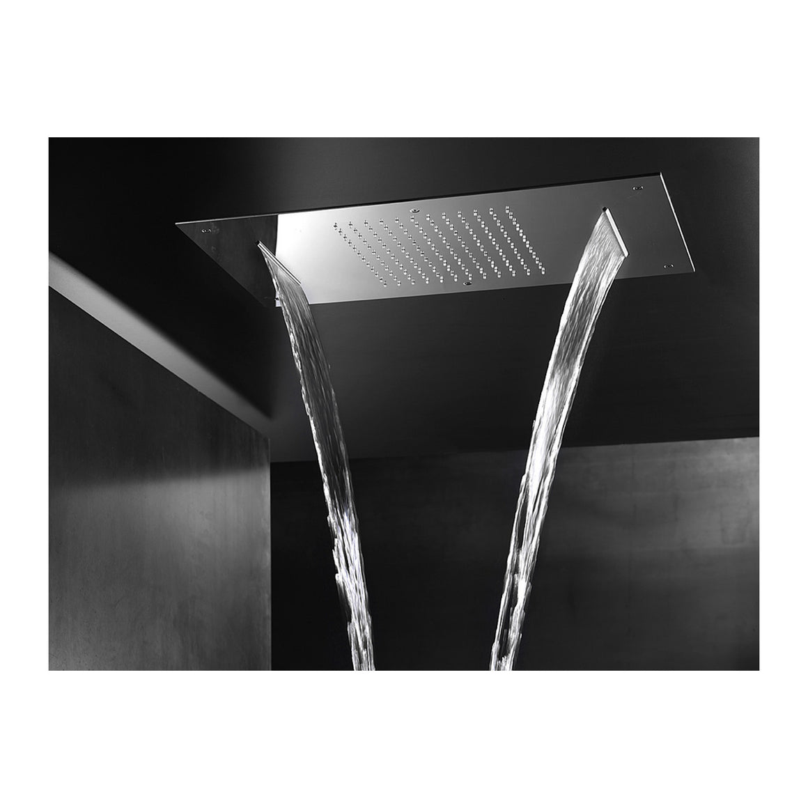 Hotbath Mate M143 inbouw hoofddouche 38x70 cm met waterval Geborsteld nikkel productfoto