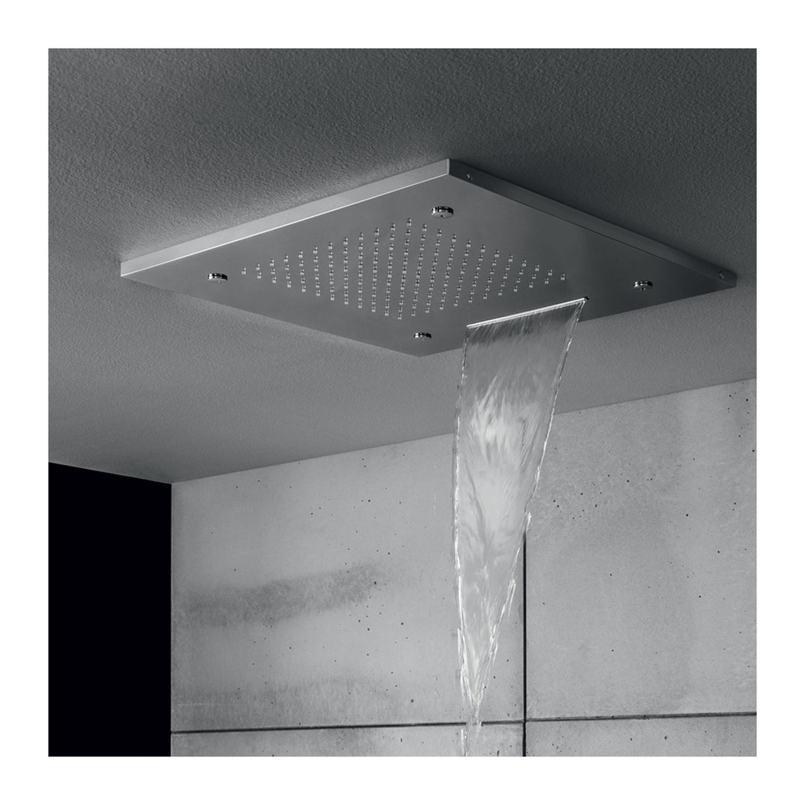 Hotbath Mate M145 inbouw hoofddouche vierkant 50 cm met waterval en spray Geborsteld nikkel productfoto