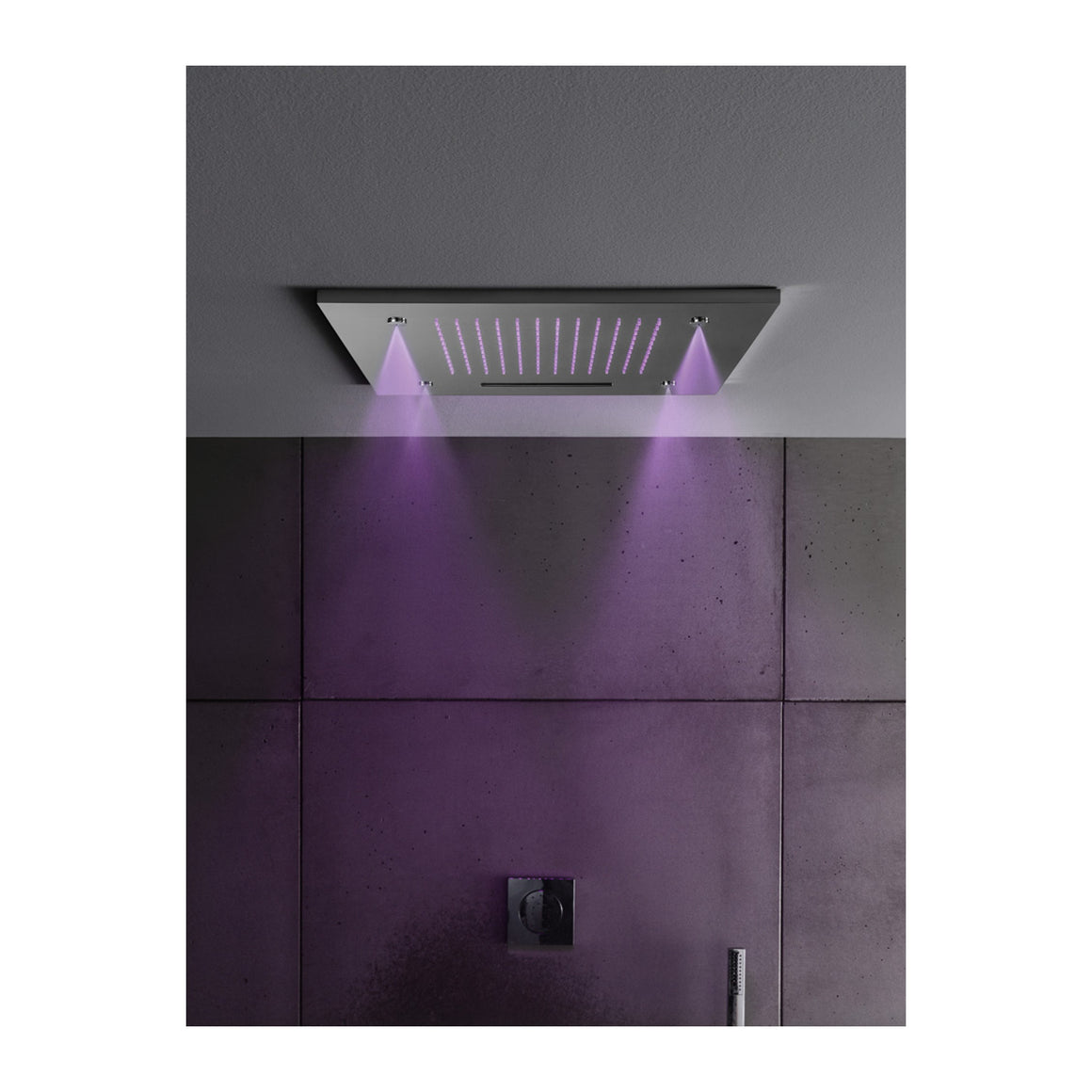 Hotbath Mate M146 inbouw hoofddouche 50 cm met LED, waterval en spray Geborsteld nikkel productfoto