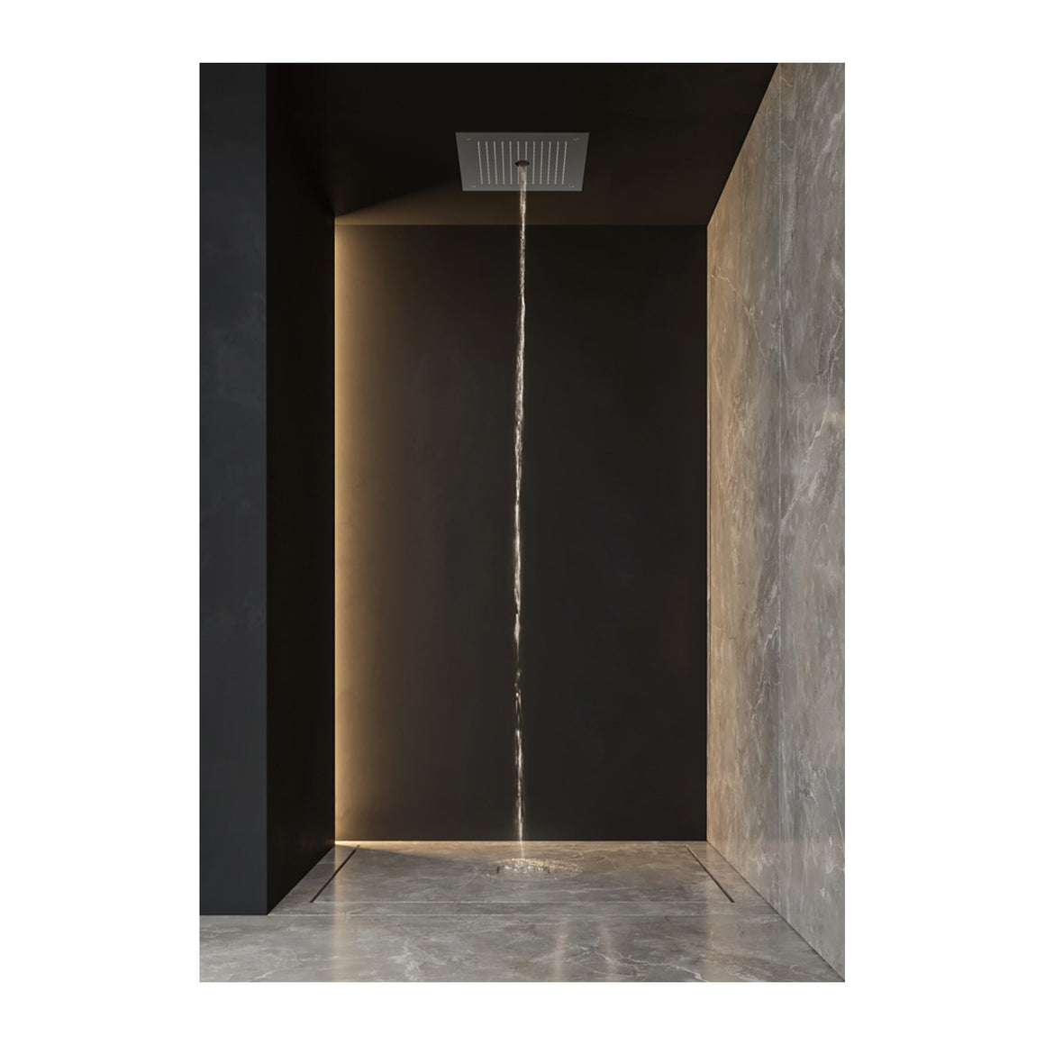 Hotbath Mate M148 inbouw hoofddouche vierkant 38 cm met waterpilaar Geborsteld nikkel productfoto