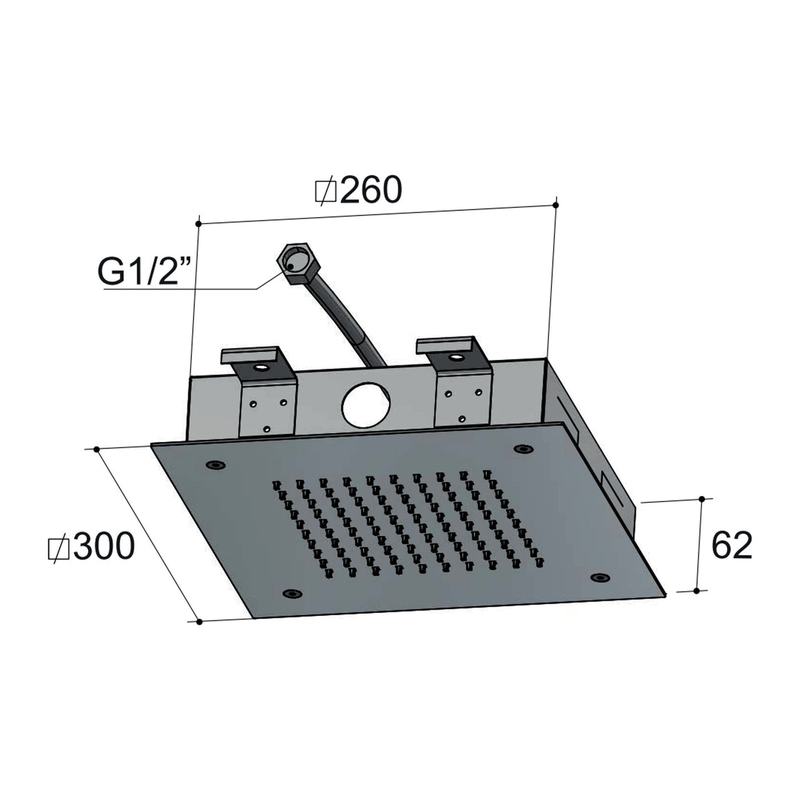 Hotbath Mate M171 inbouw hoofddouche vierkant 30 cm Geborsteld nikkel productfoto