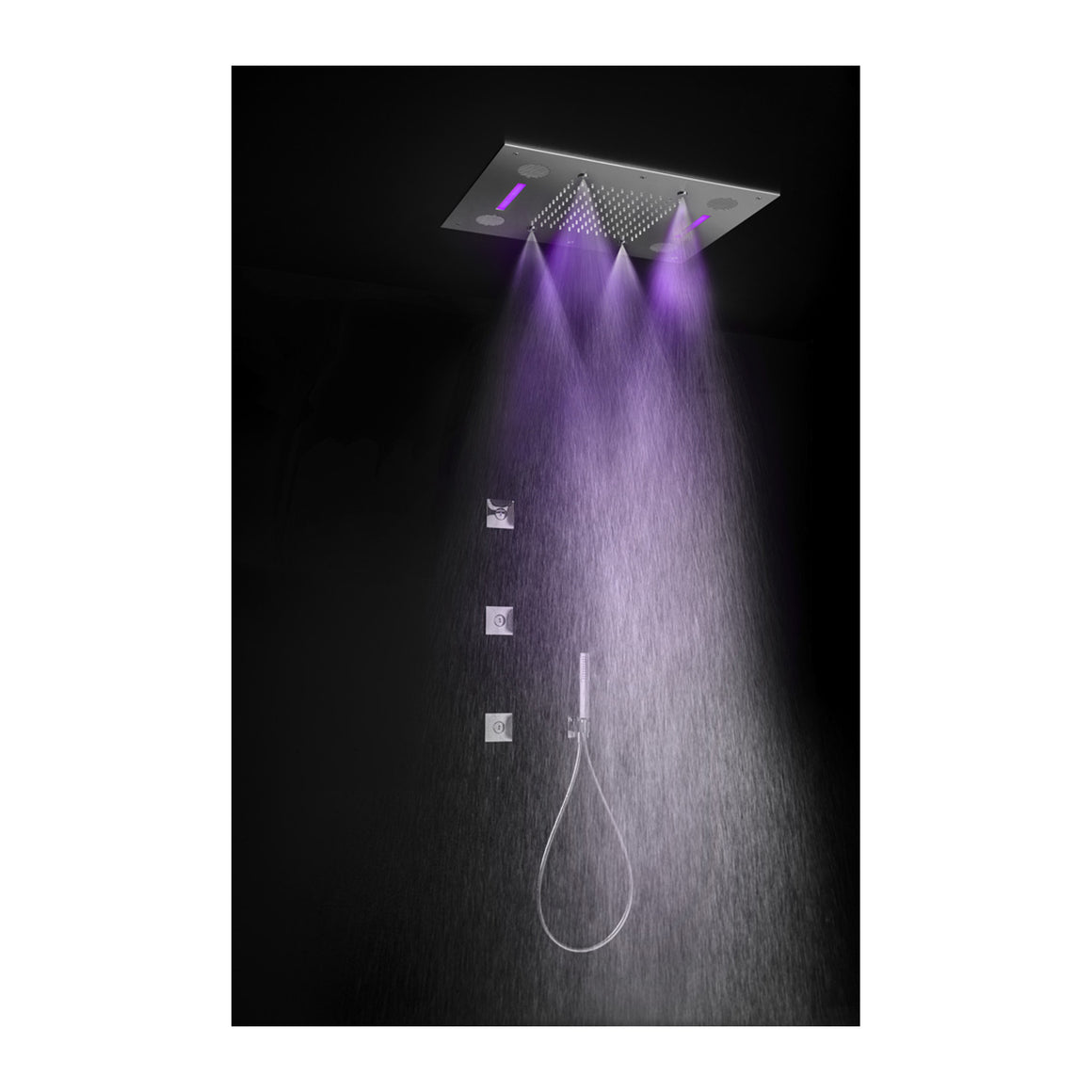 Hotbath Mate M192 inbouw hoofddouche 48x63 cm met LED, spray en Bluetooth Geborsteld nikkel productfoto