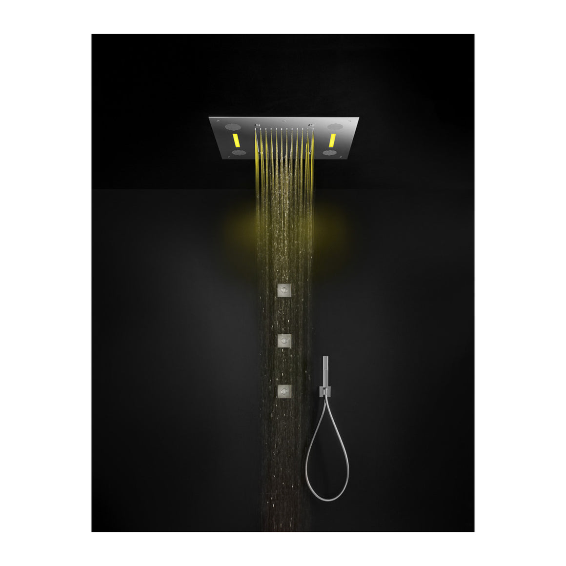 Hotbath Mate M192 inbouw hoofddouche 48x63 cm met LED, spray en Bluetooth Geborsteld nikkel productfoto