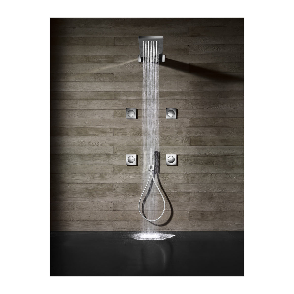 Hotbath Mate M193 opbouw hoofddouche wandmodel met cascade Geborsteld nikkel productfoto