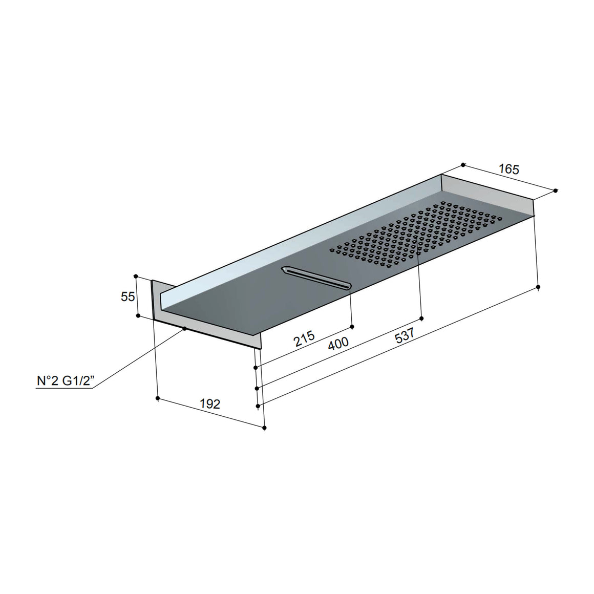 Hotbath Mate M193 opbouw hoofddouche wandmodel met cascade Geborsteld nikkel productfoto