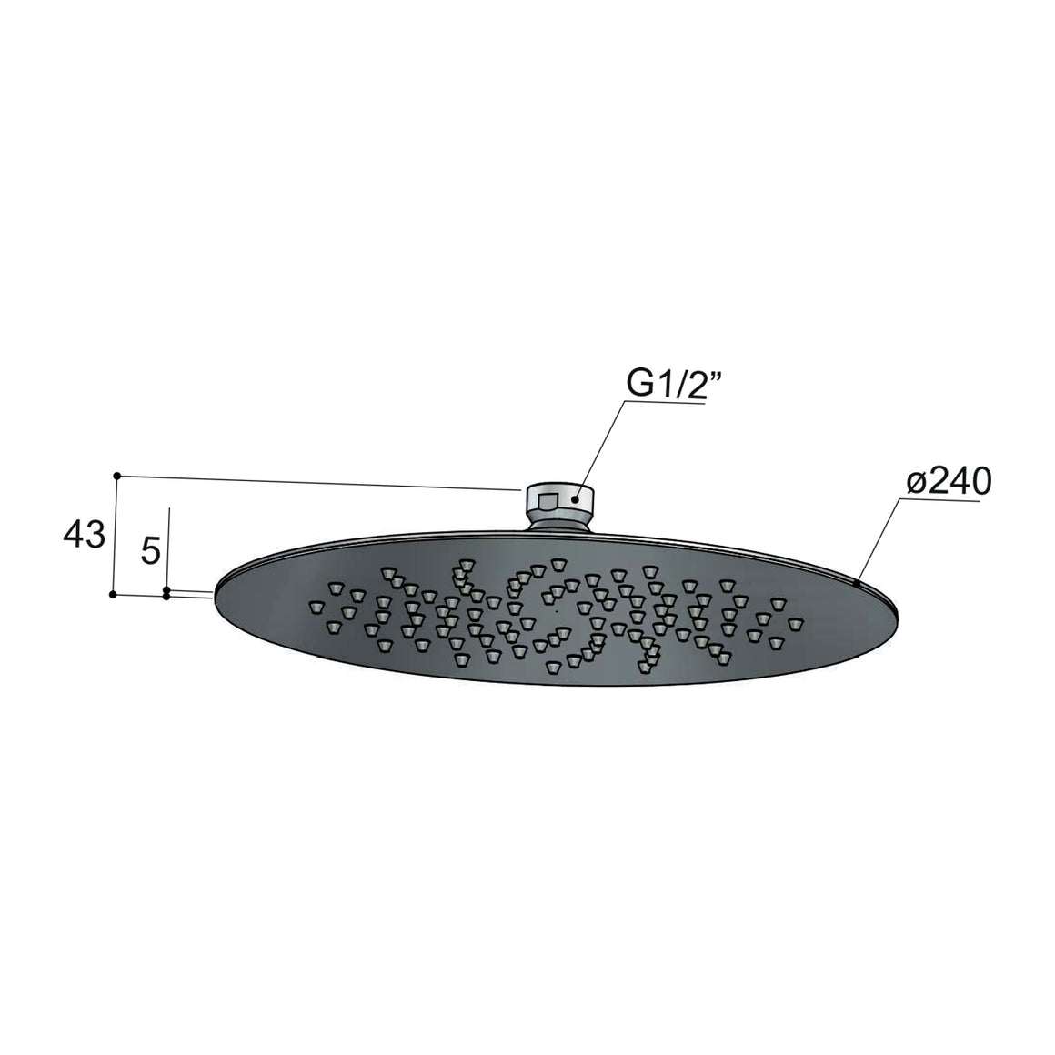 Hotbath Mate M198 hoofddouche rond 24 cm extra dun Geborsteld nikkel productfoto