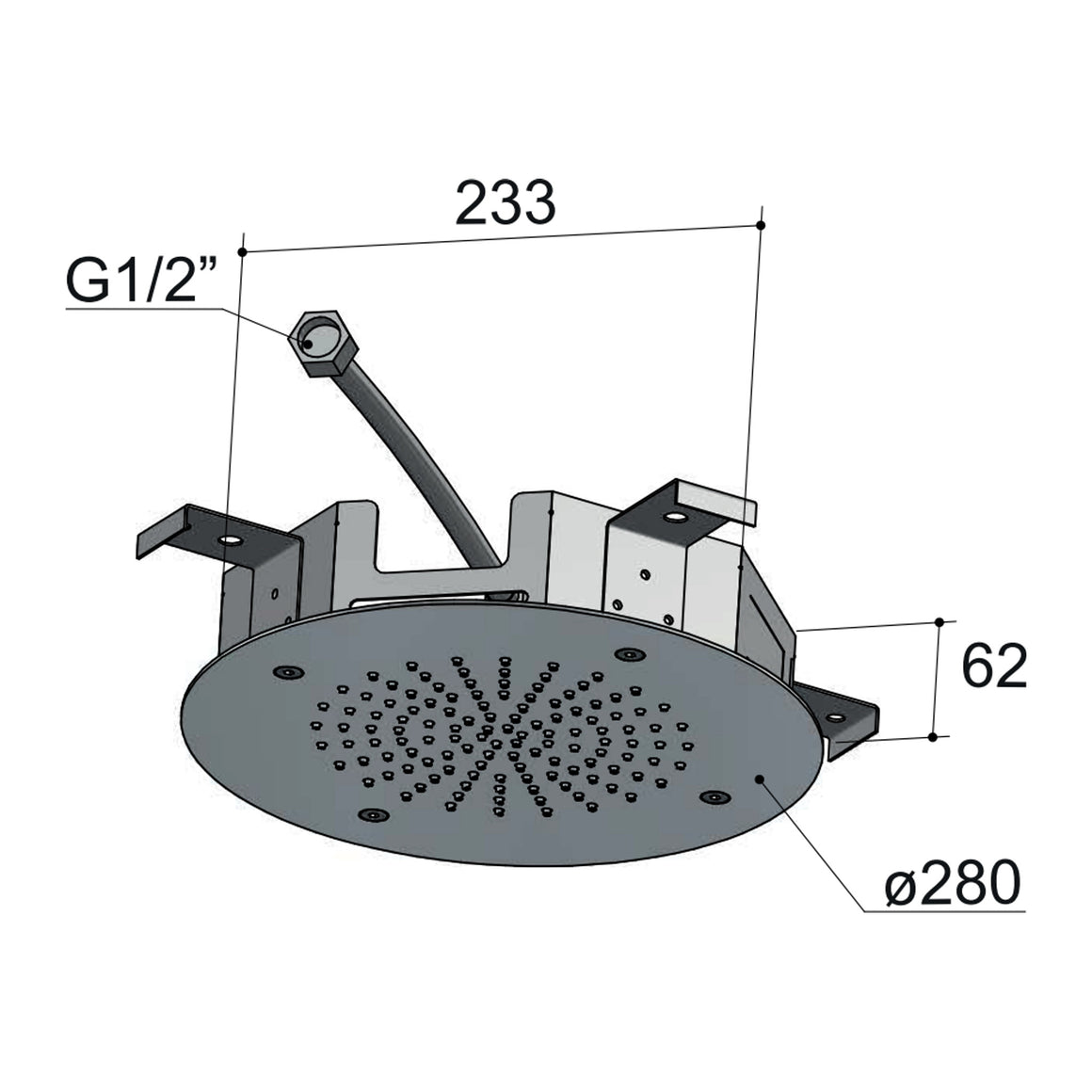 Hotbath Mate M206 inbouw hoofddouche rond 28 cm Geborsteld nikkel productfoto