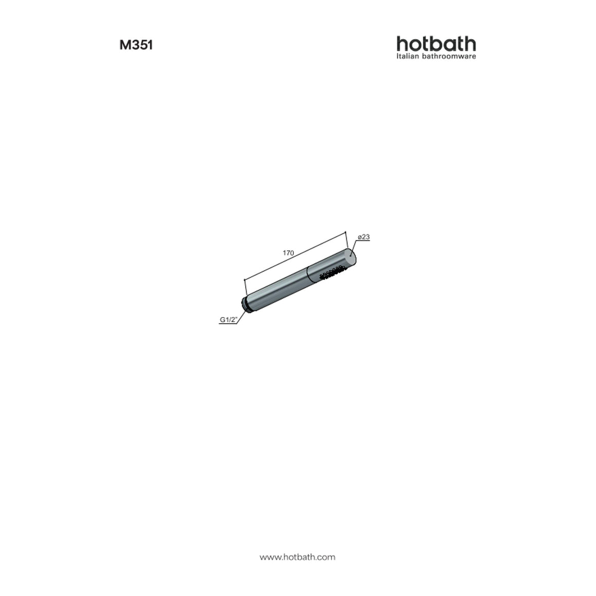 Hotbath Mate M351 staafhanddouche technische tekening