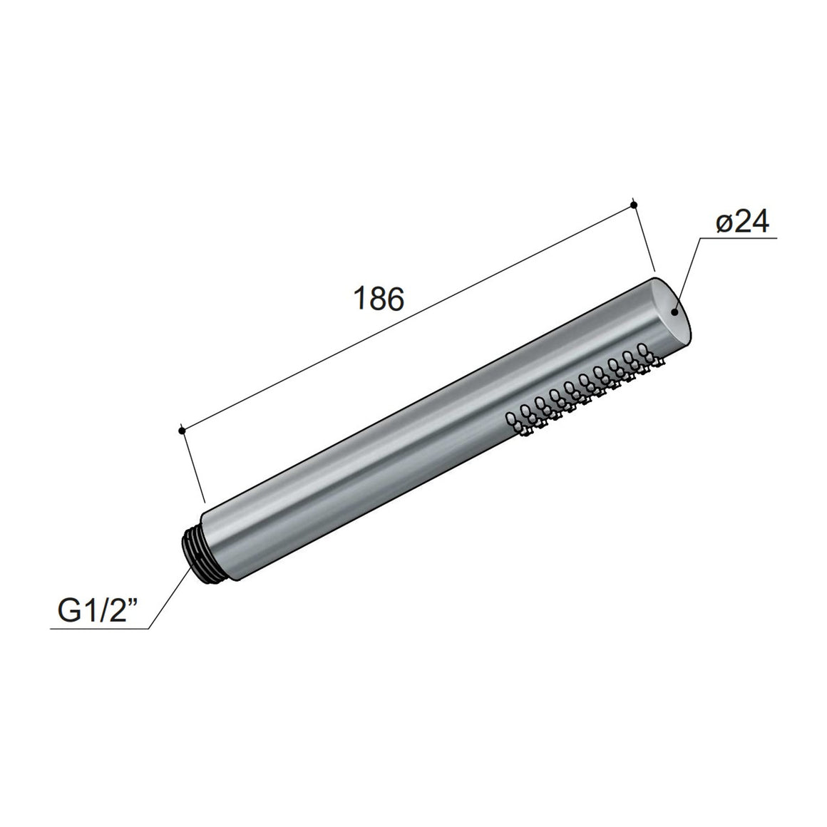 Hotbath Mate M354 staafhanddouche messing technische tekening