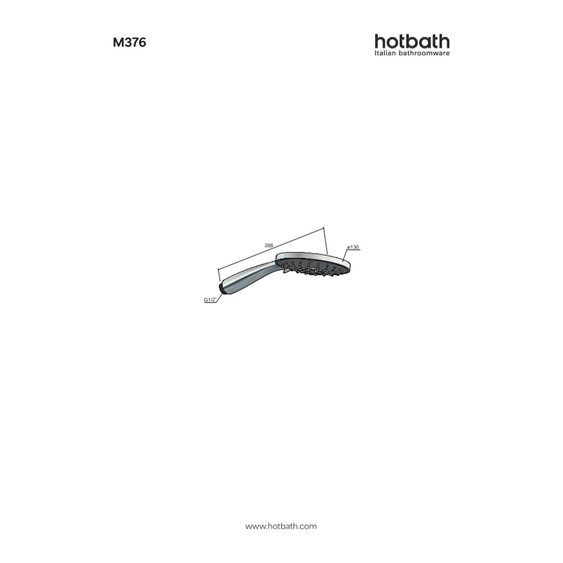 Hotbath Mate M376 handdouche 3 standen 13 cm technische tekening