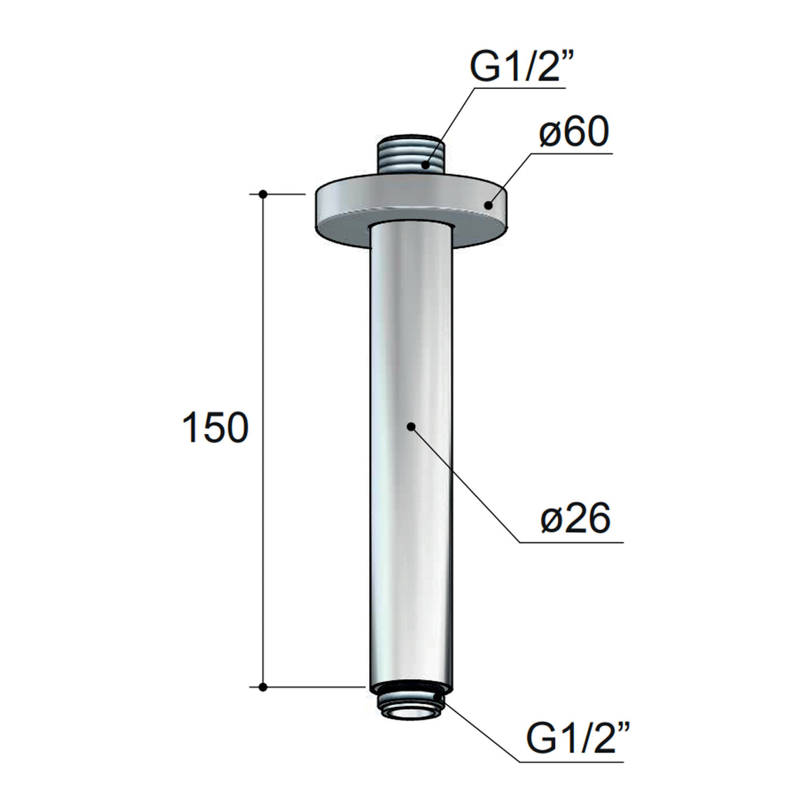 Hotbath Mate M452 plafondbuis rond 15 cm Geborsteld nikkel productfoto