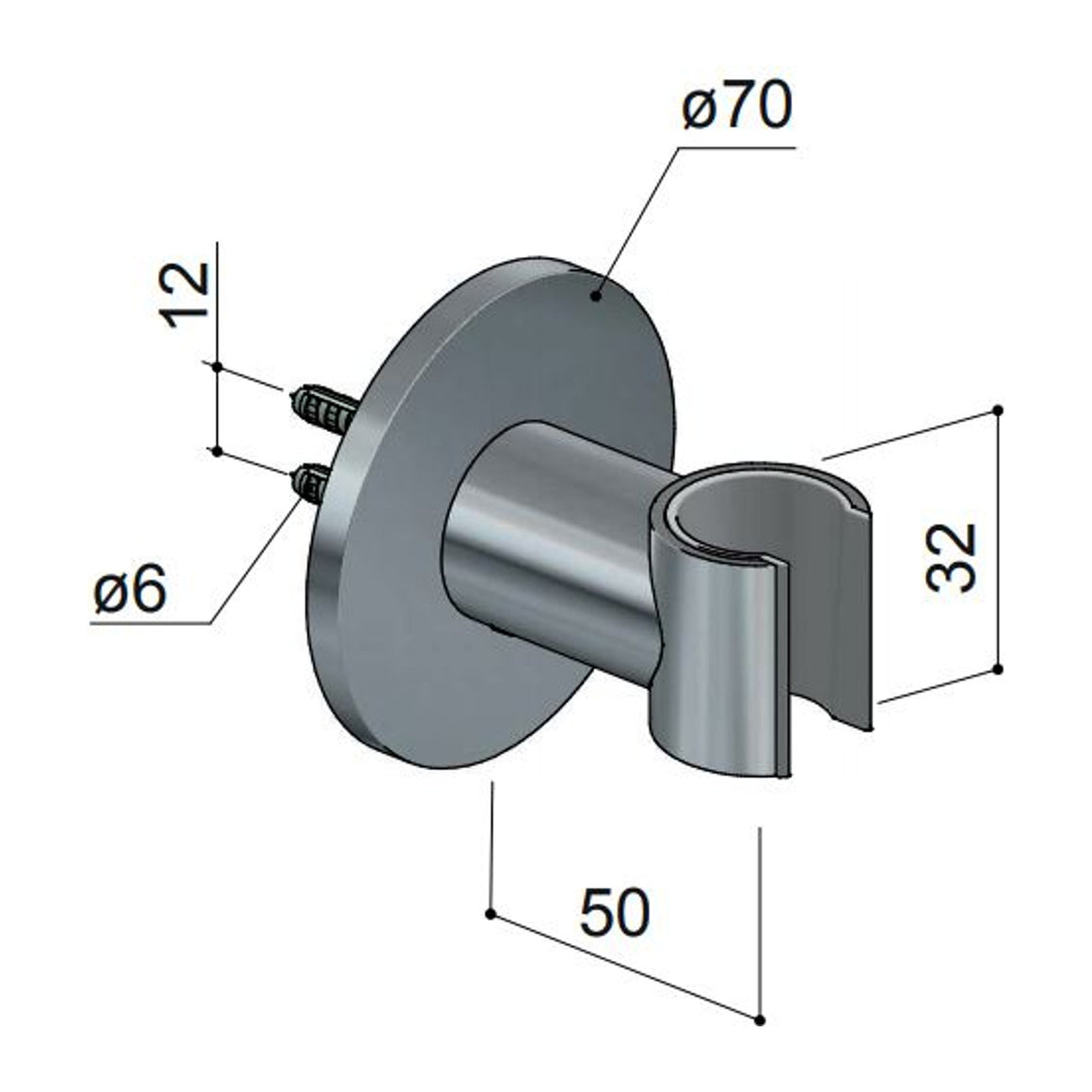 Hotbath Mate M514 wandhouder voor handdouche Geborsteld nikkel productfoto