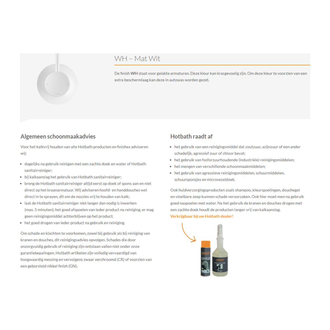 Hotbath Mate M517 wandaansluitbocht (wanduitlaat) Mat wit productfoto