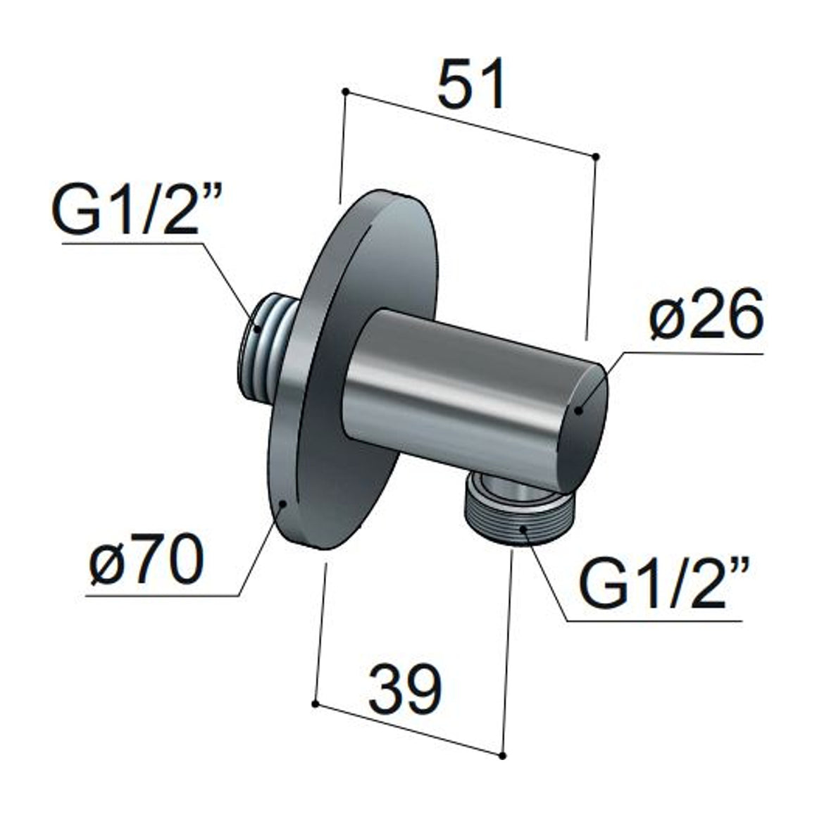 Hotbath Mate M517 wandaansluitbocht (wanduitlaat) Verouderd ijzer productfoto