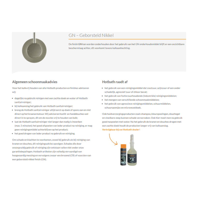 Hotbath Mate P708 always open afvoerplug rond Geborsteld nikkel productfoto