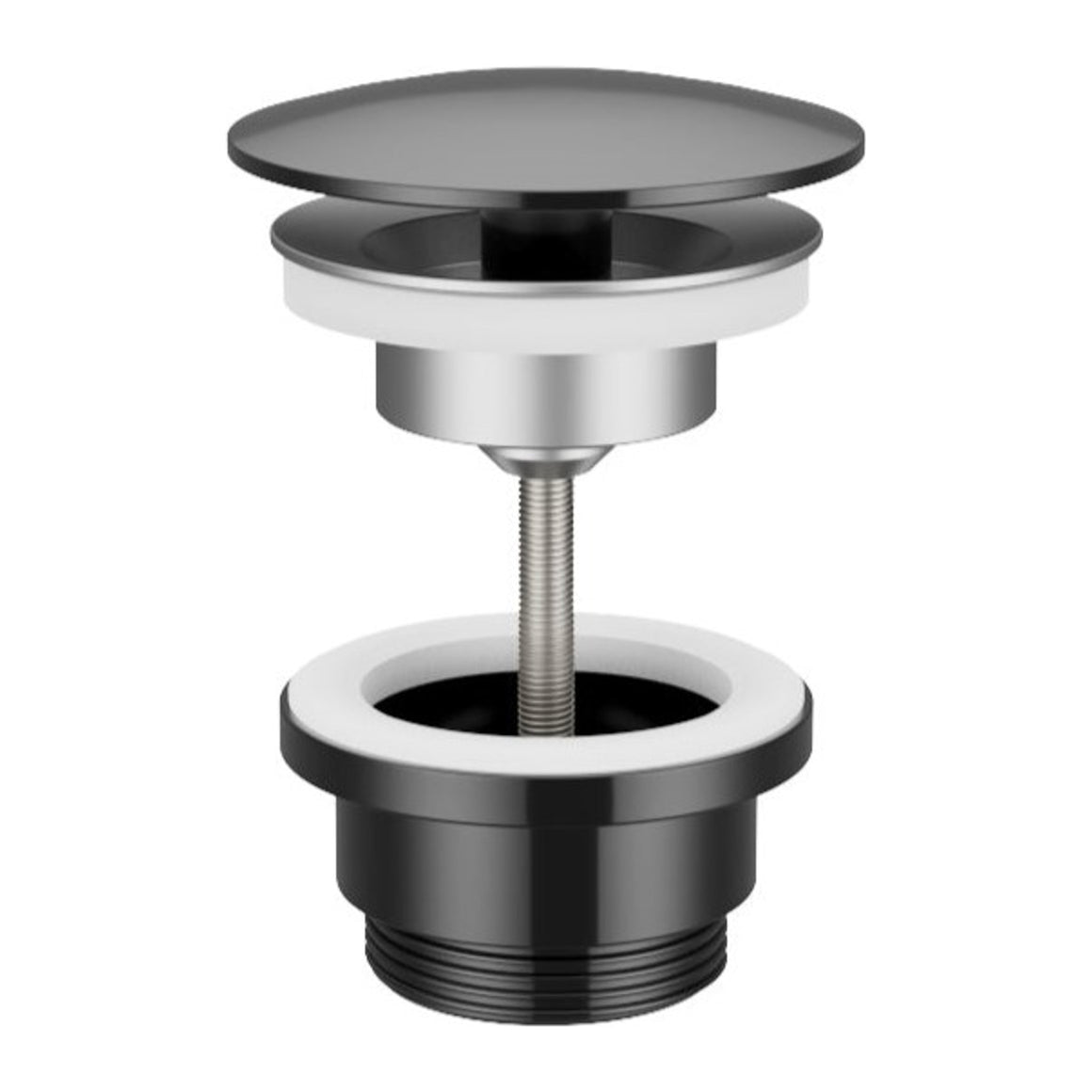 Hotbath Mate P708 always open afvoerplug rond Gepolijst zwart PVD productfoto