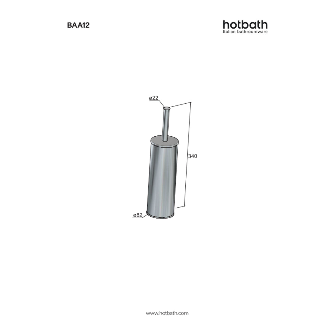 Hotbath &More BAA12 toiletborstelgarnituur vrijstaand Living Colours technische tekening