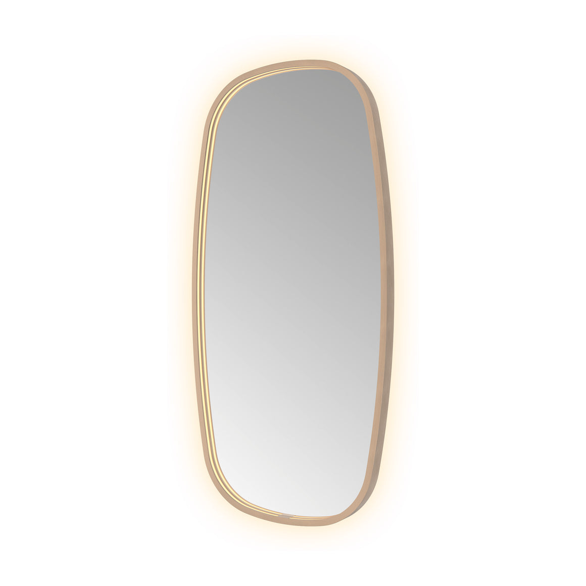 Hotbath &More Contour spiegel met LED-verlichting en spiegelverwarming Geborsteld koper PVD 50x100 cm productfoto